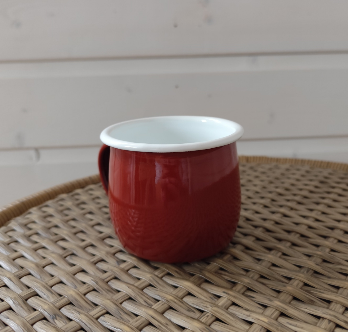 Enamel Belly Mug - 375ml - Deep Red