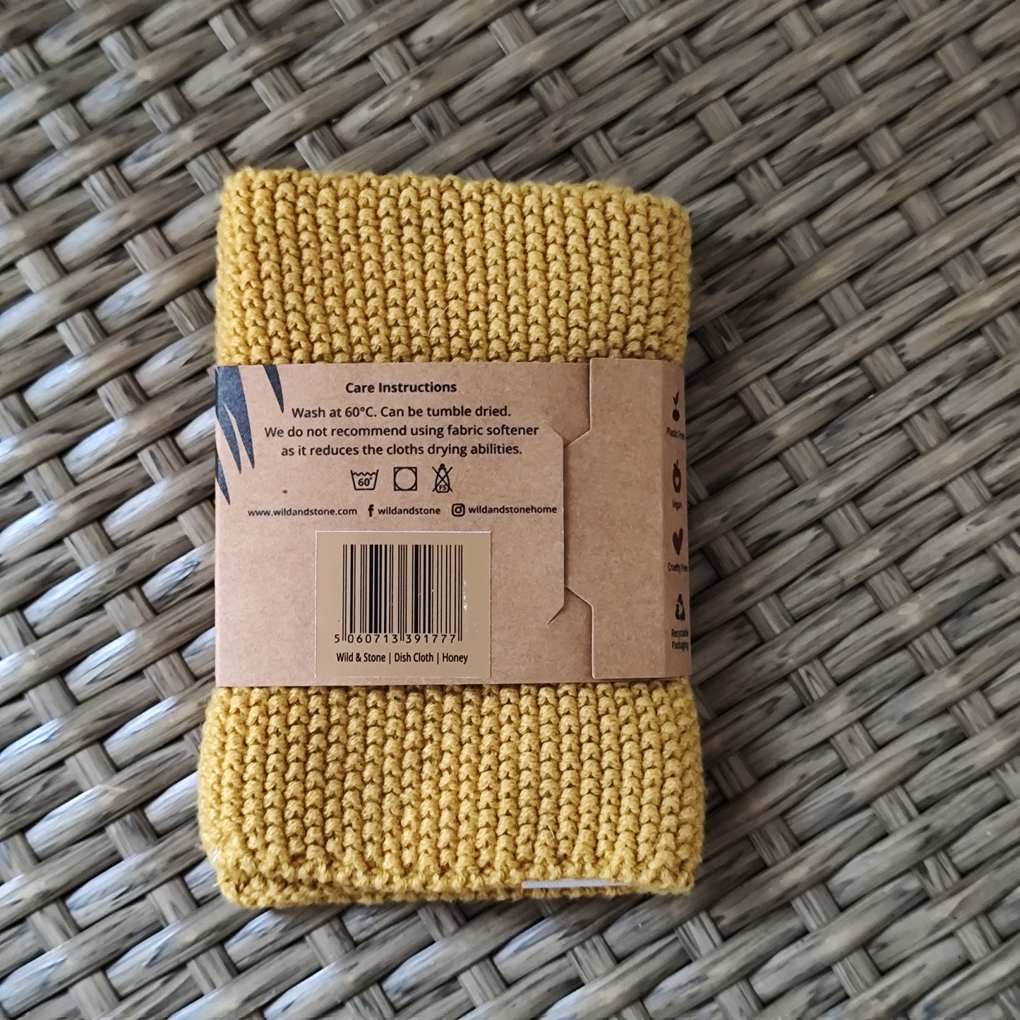 100% Organic Cotton Dish Cloth - Yellow