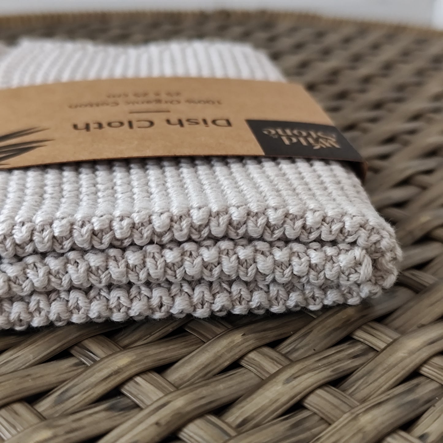 100% Organic Cotton Dish Cloth- Beach Grey