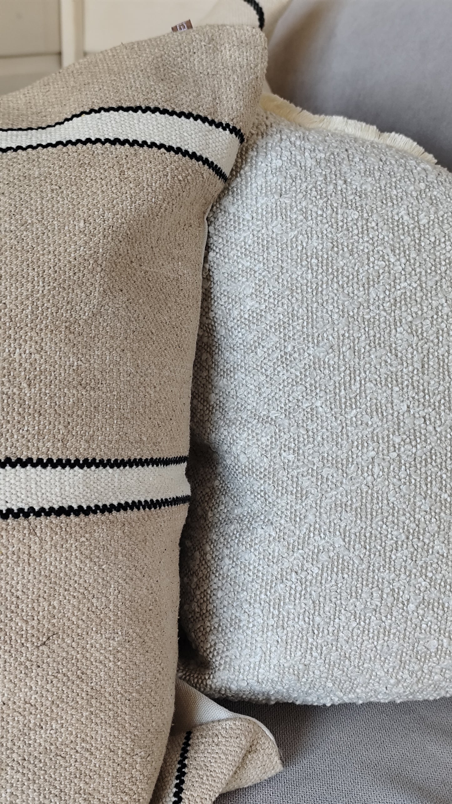 India Luxe Cotton Cushion Cover – Beige, Cream & Black