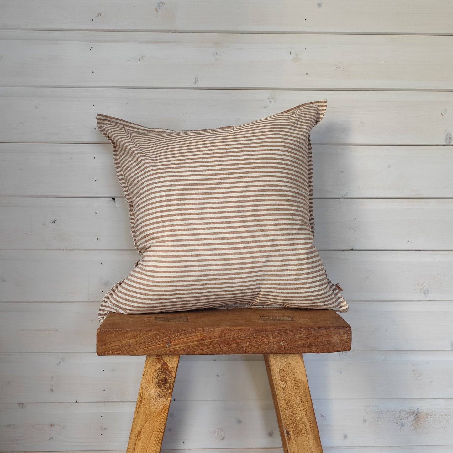 Darcy Cotton Cushion Cover – Thin Brown Stripe