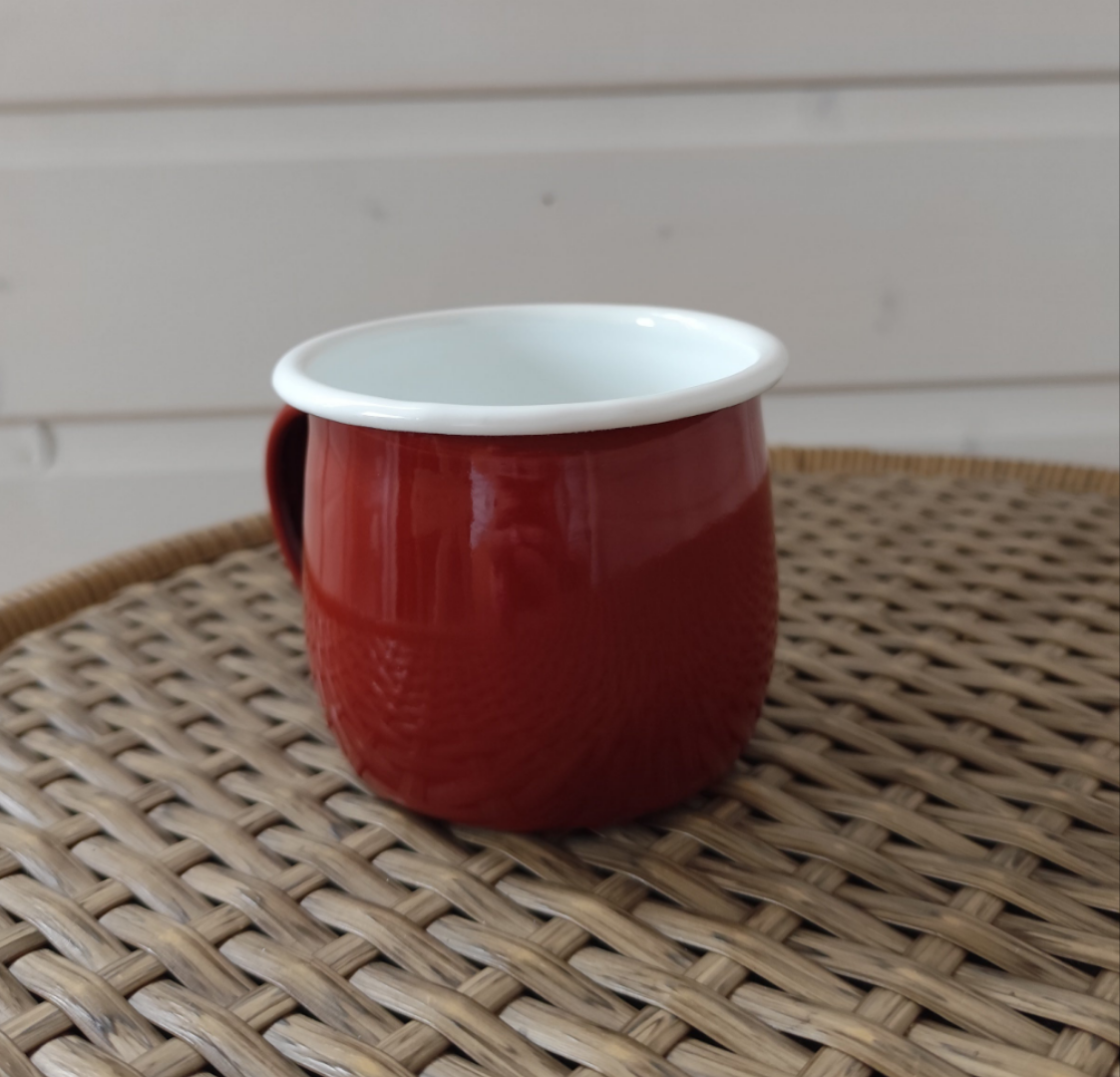Enamel Belly Mug - 375ml - Deep Red