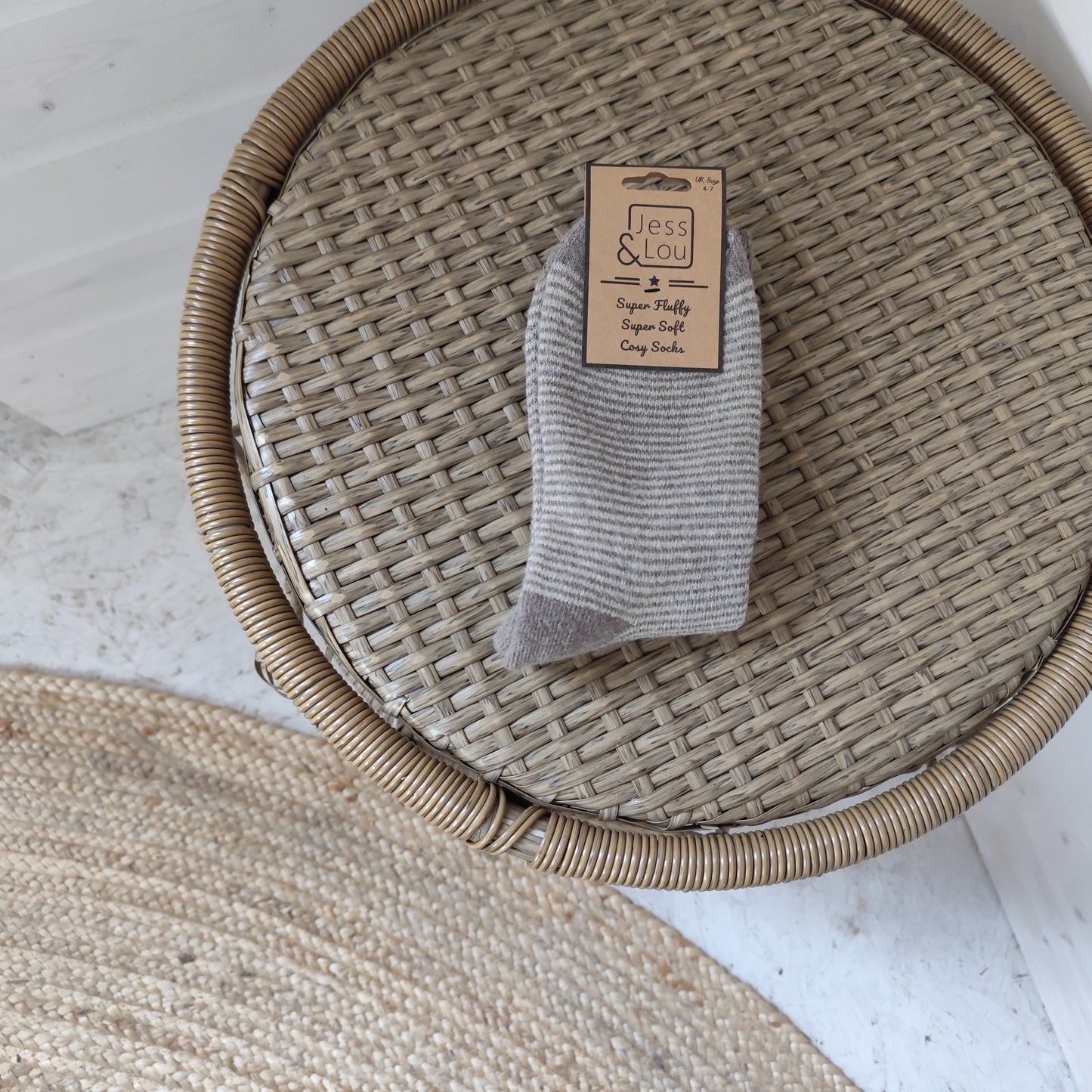 Jess & Lou - Super Soft, Cosy Socks - Brown & Beige Stripe