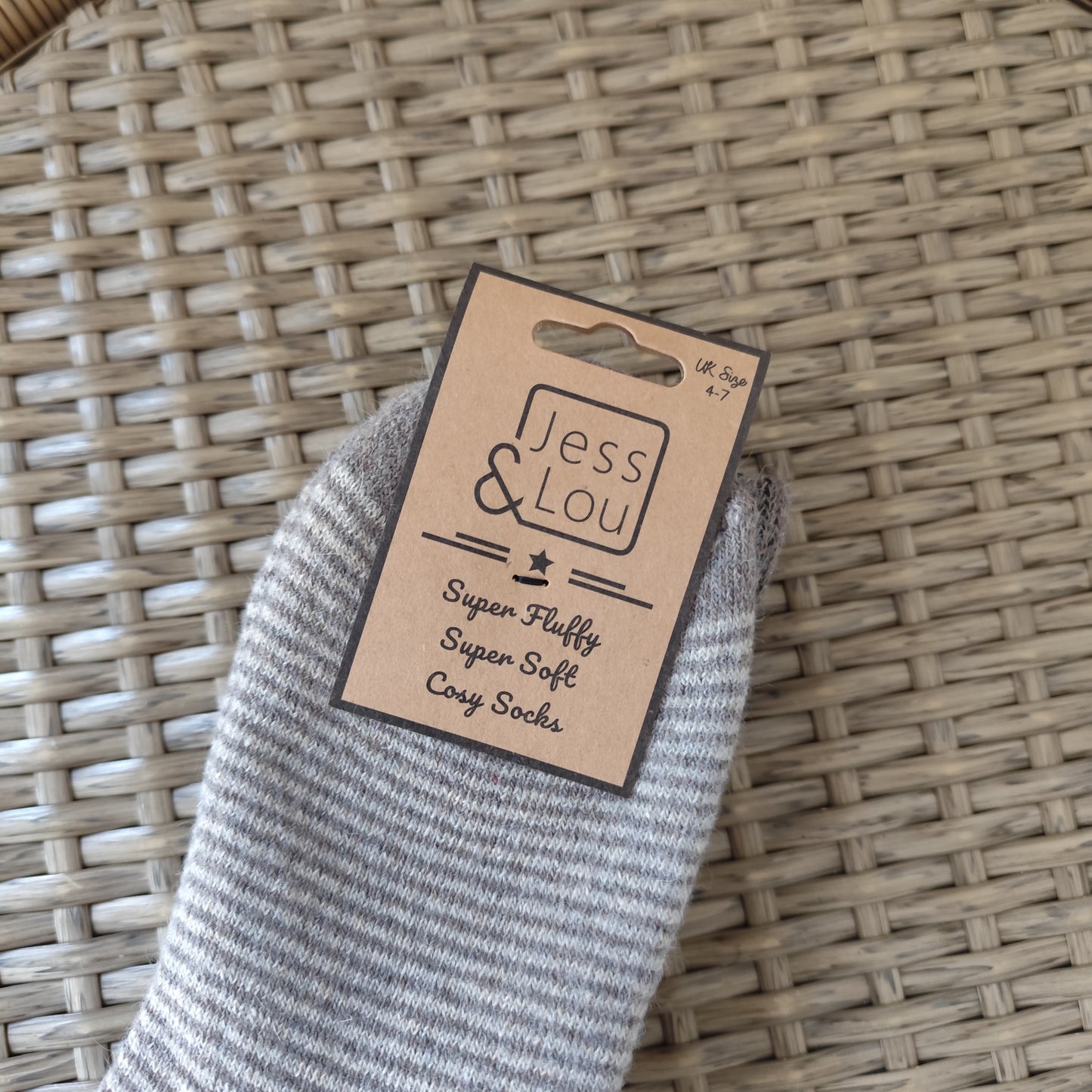 Jess & Lou - Super Soft, Cosy Socks - Brown & Beige Stripe