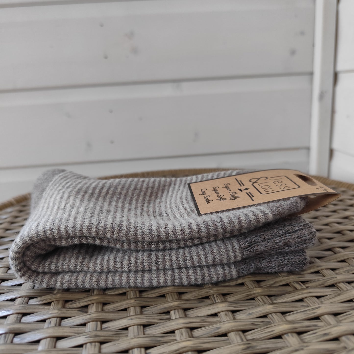 Jess & Lou - Super Soft, Cosy Socks - Brown & Beige Stripe