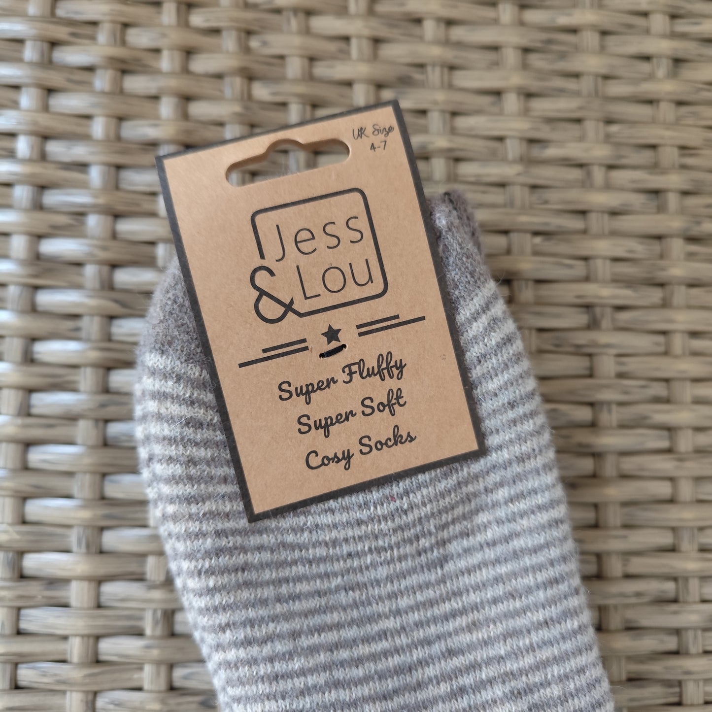 Jess & Lou - Super Soft, Cosy Socks - Brown & Beige Stripe