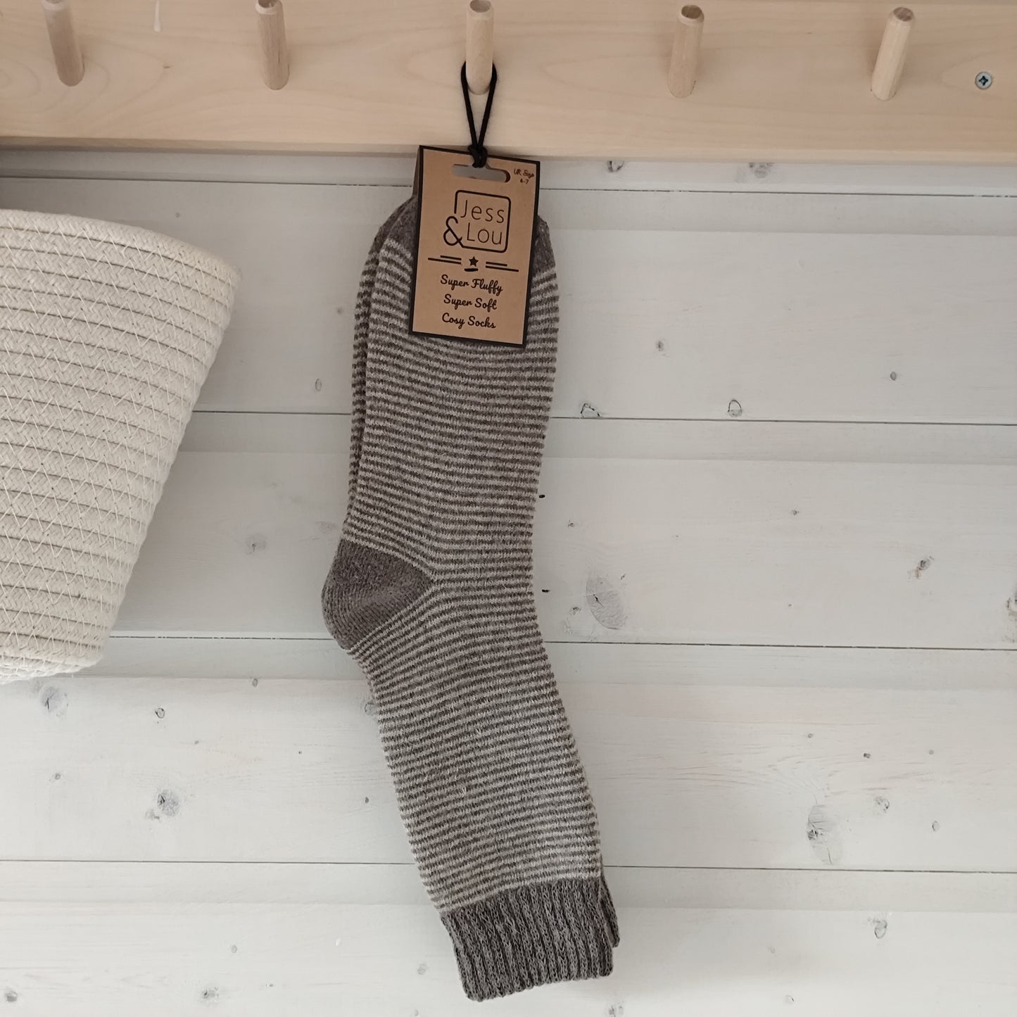 Jess & Lou - Super Soft, Cosy Socks - Brown & Beige Stripe