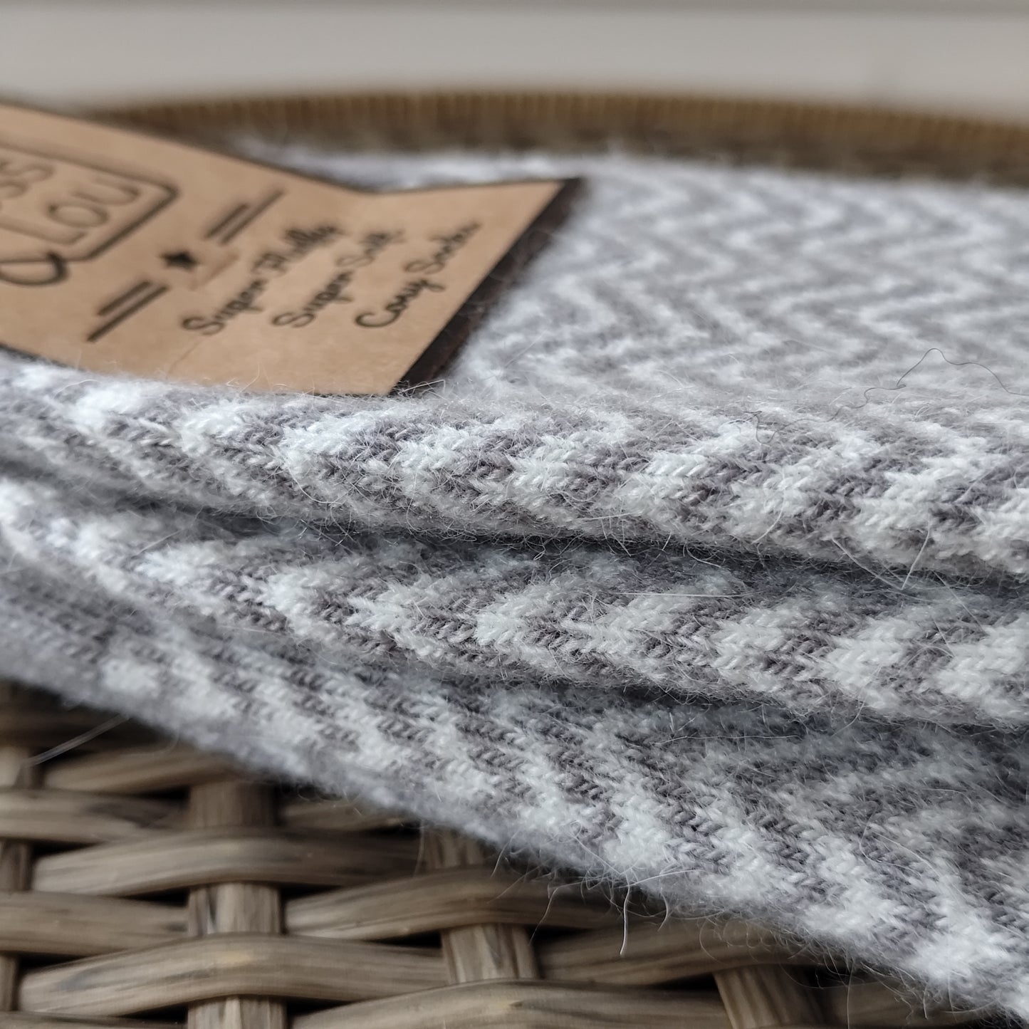 Jess & Lou - Super Soft, Cosy Socks - Grey & White Herringbone