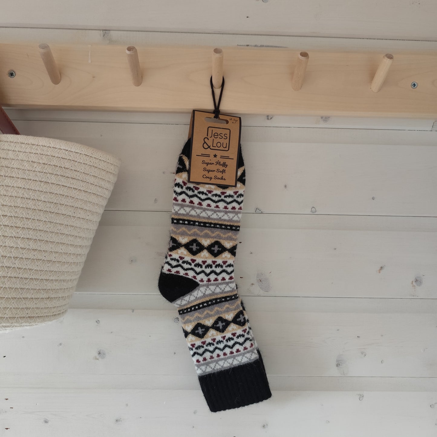 Jess & Lou - Super Soft, Cosy Socks - Nordic Black & Beige
