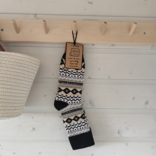 Jess & Lou - Super Soft, Cosy Socks - Nordic Black & Beige