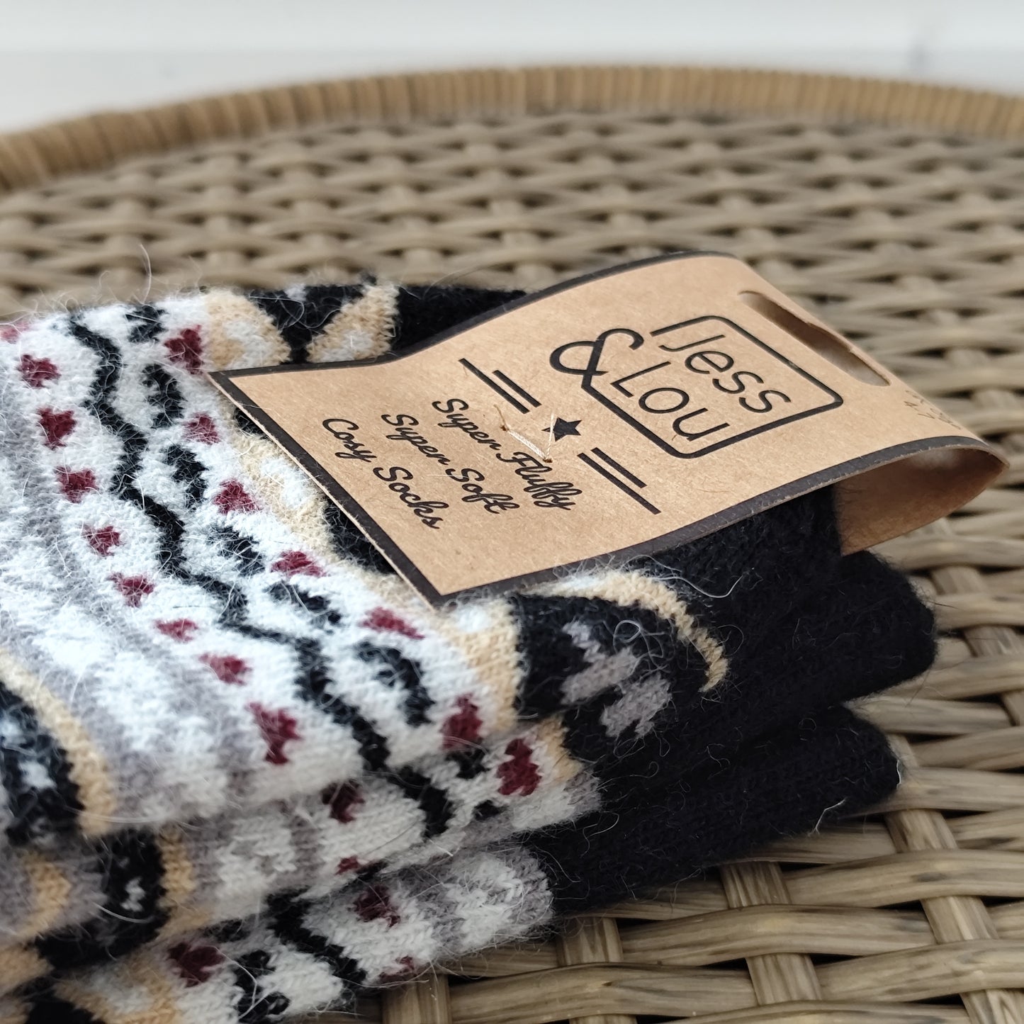 Jess & Lou - Super Soft, Cosy Socks - Nordic Black & Beige