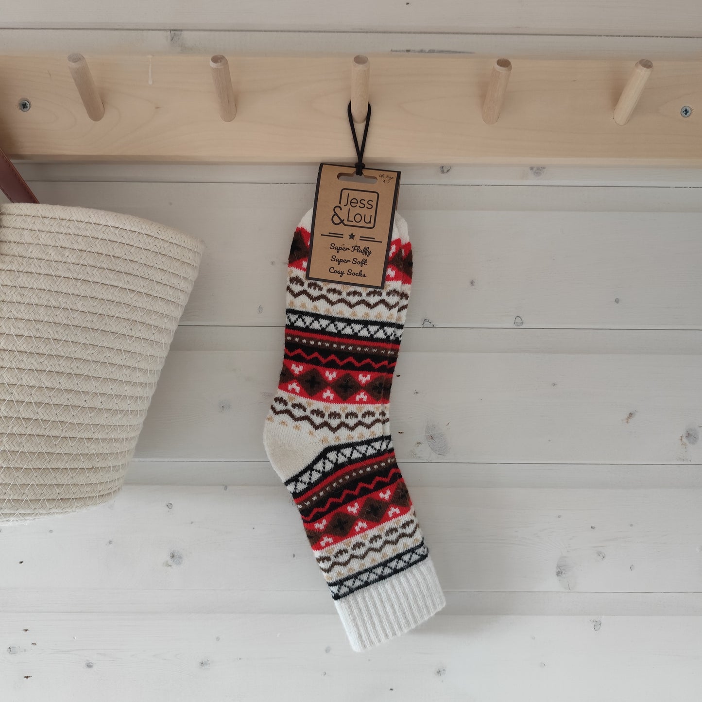 Jess & Lou - Super Soft, Cosy Socks - Nordic Red