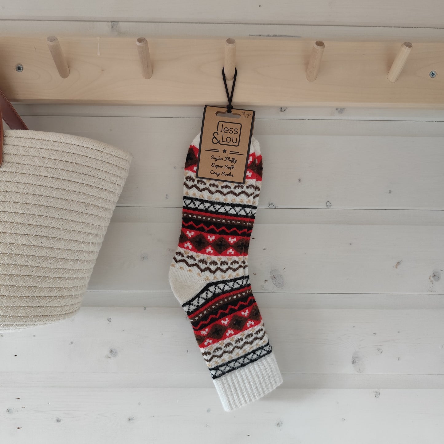 Jess & Lou - Super Soft, Cosy Socks - Nordic Red