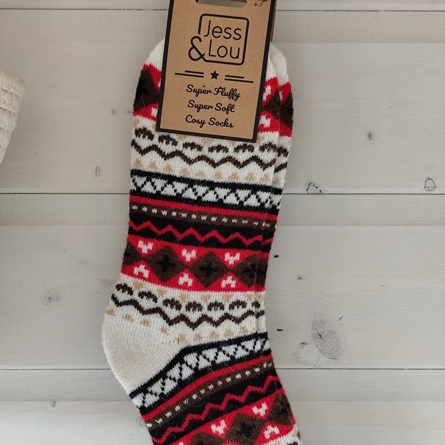 Jess & Lou - Super Soft, Cosy Socks - Nordic Red