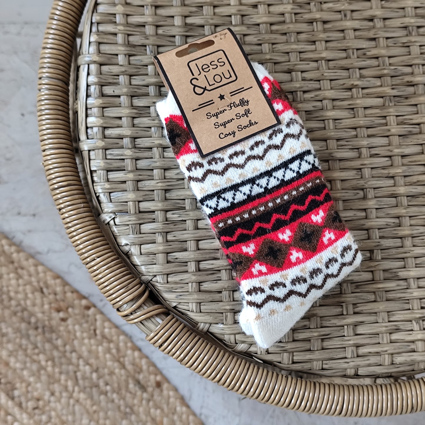 Jess & Lou - Super Soft, Cosy Socks - Nordic Red