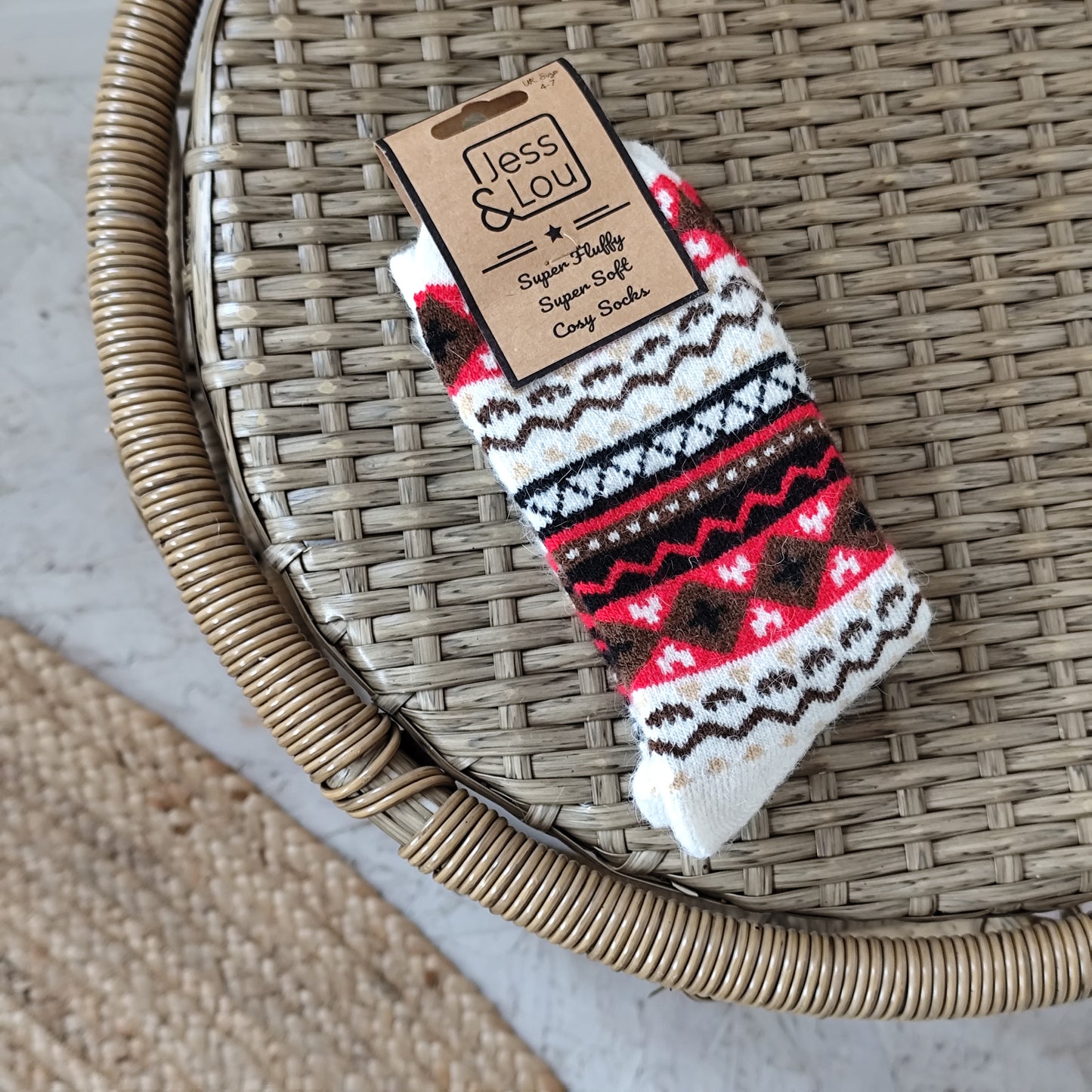 Jess & Lou - Super Soft, Cosy Socks - Nordic Red