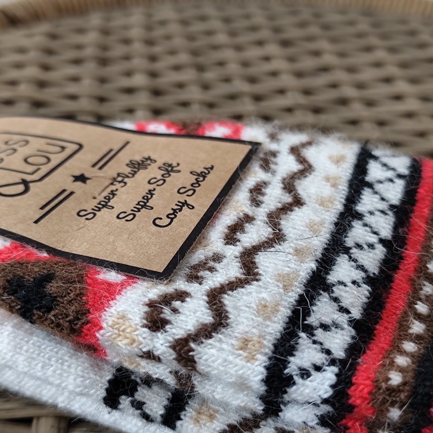 Jess & Lou - Super Soft, Cosy Socks - Nordic Red
