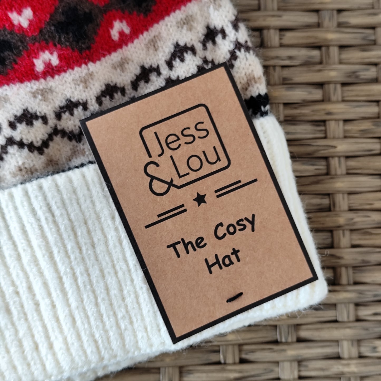 Jess & Lou - Cosy Pom Pom Beanie - Nordic Red