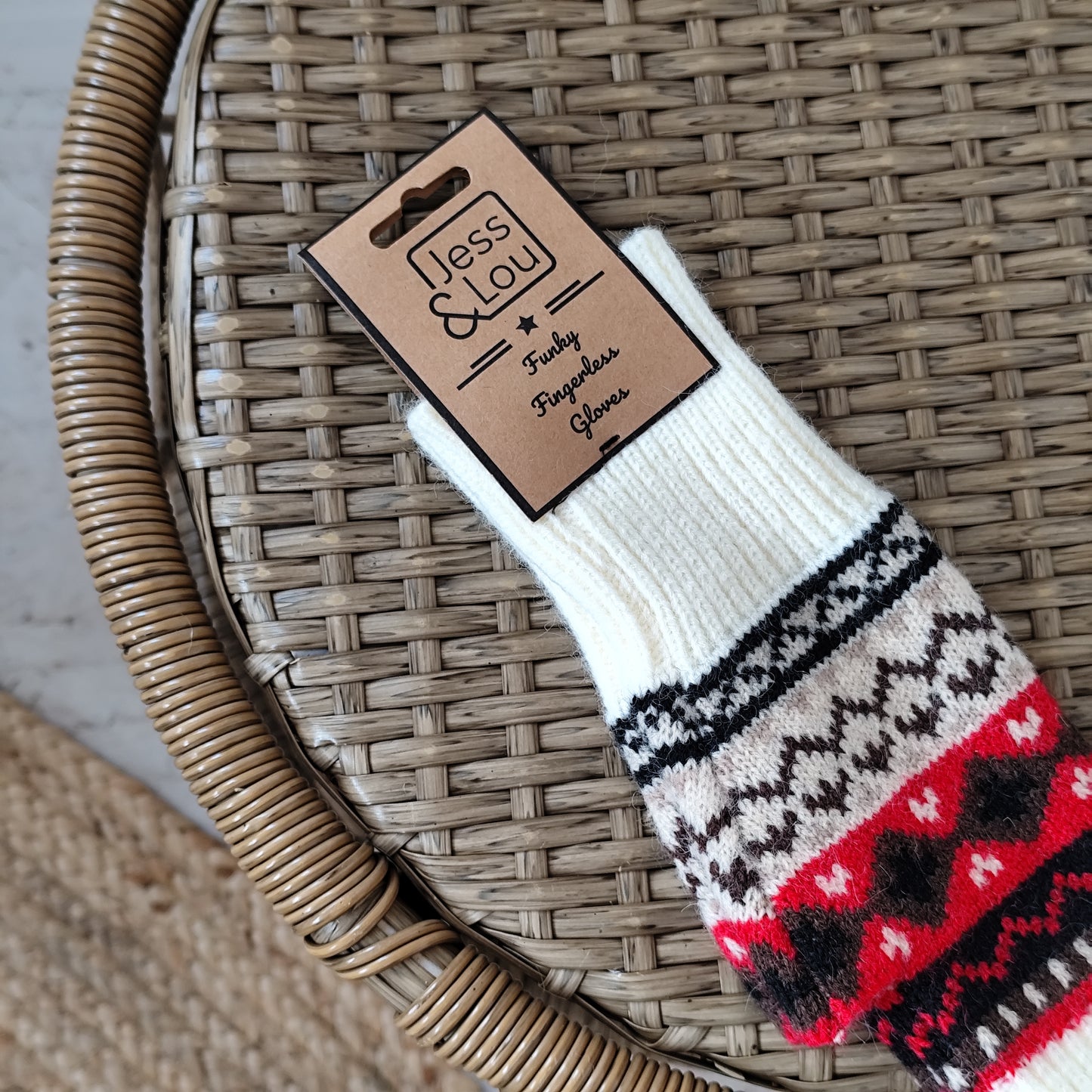 Jess & Lou - Nordic Red Fingerless Gloves