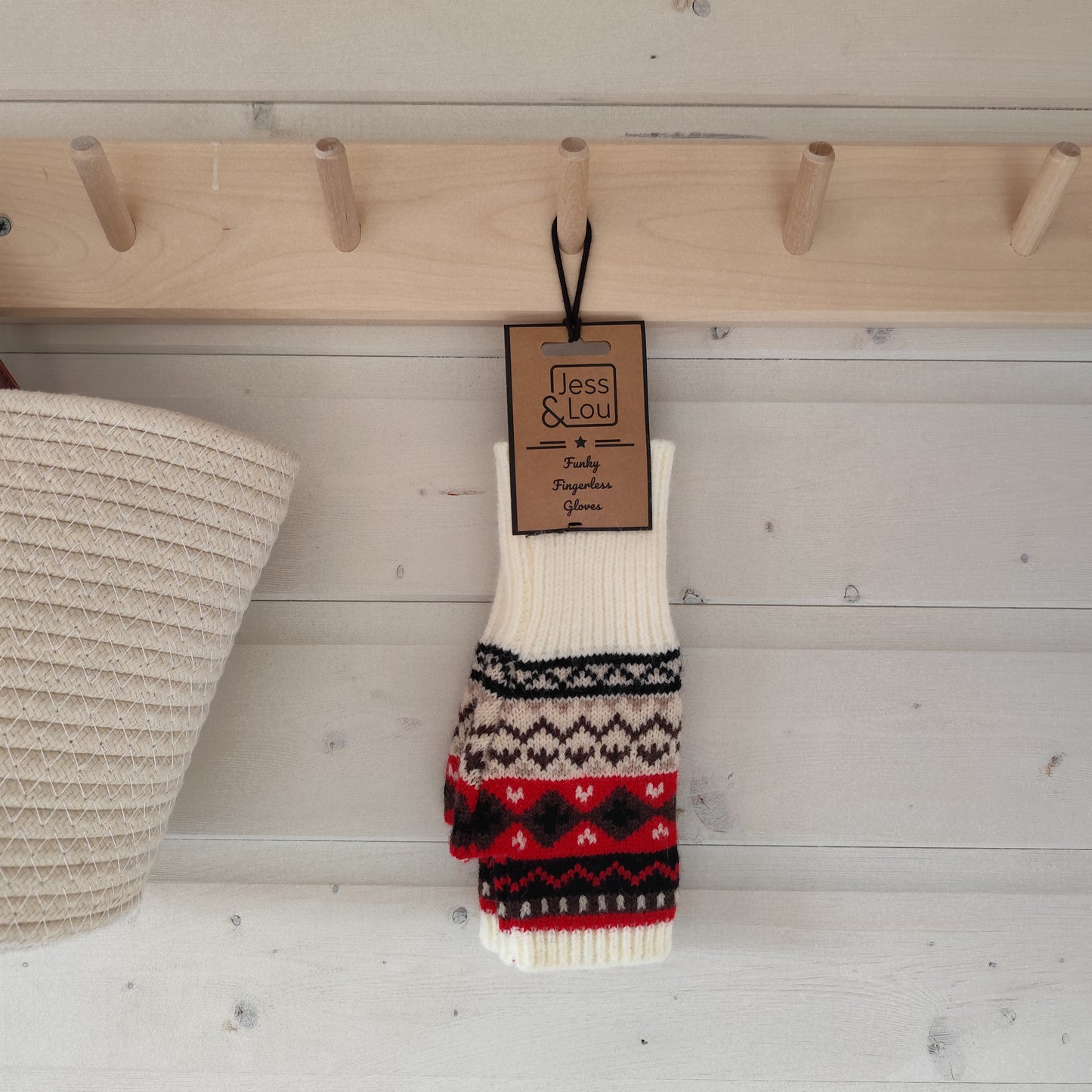 Jess & Lou - Nordic Red Fingerless Gloves
