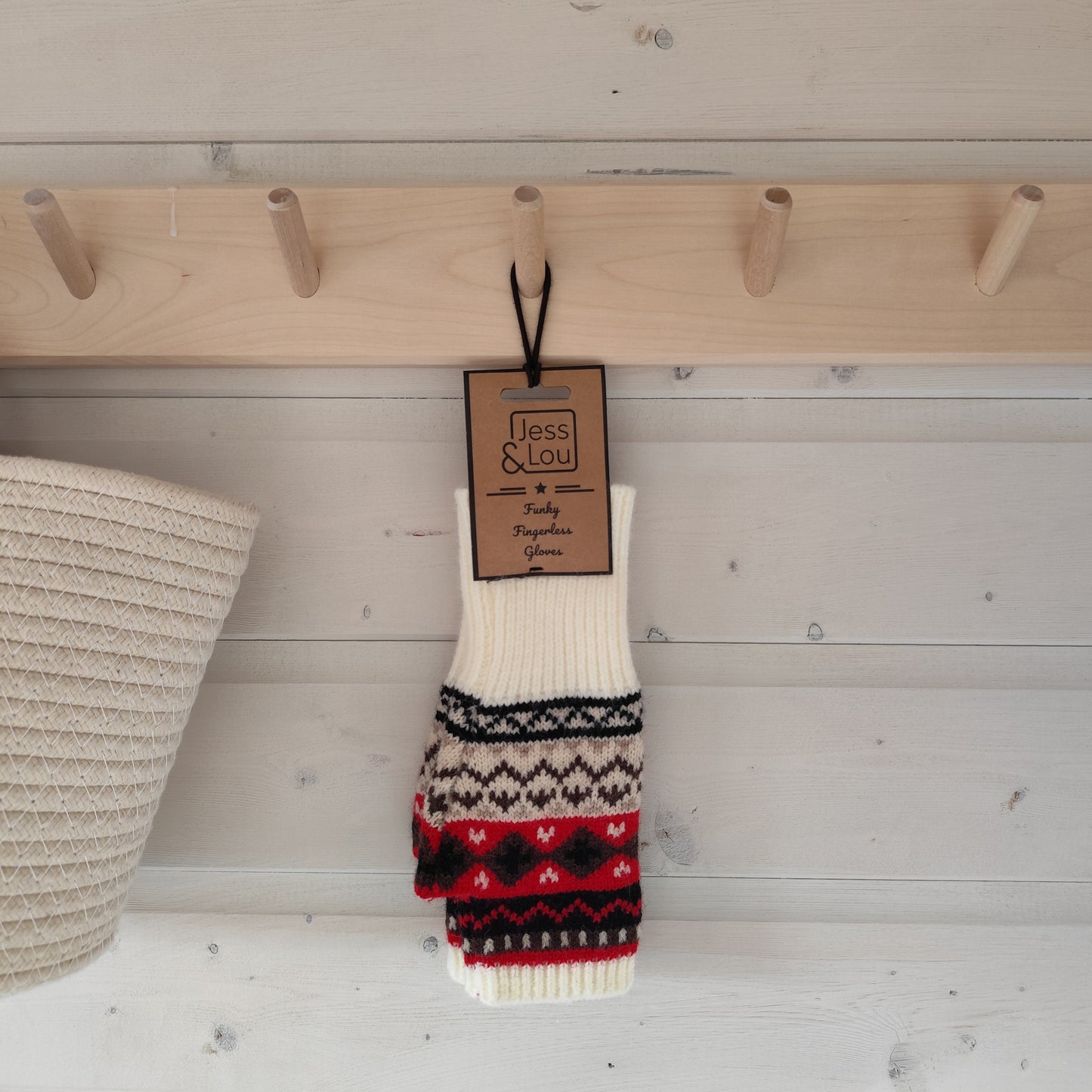 Jess & Lou - Nordic Red Fingerless Gloves