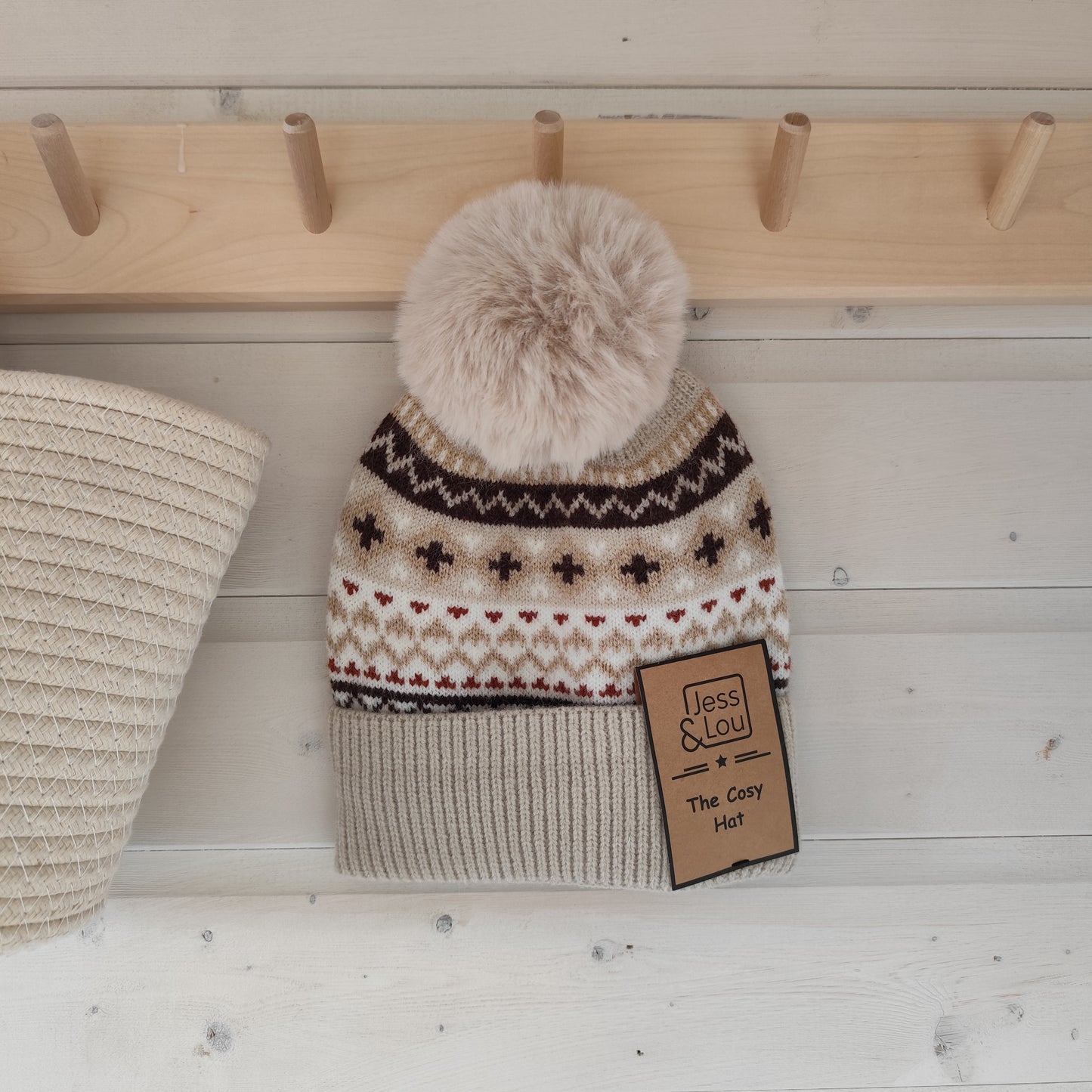 Jess & Lou - Cosy Pom Pom Beanie - Nordic Neutral