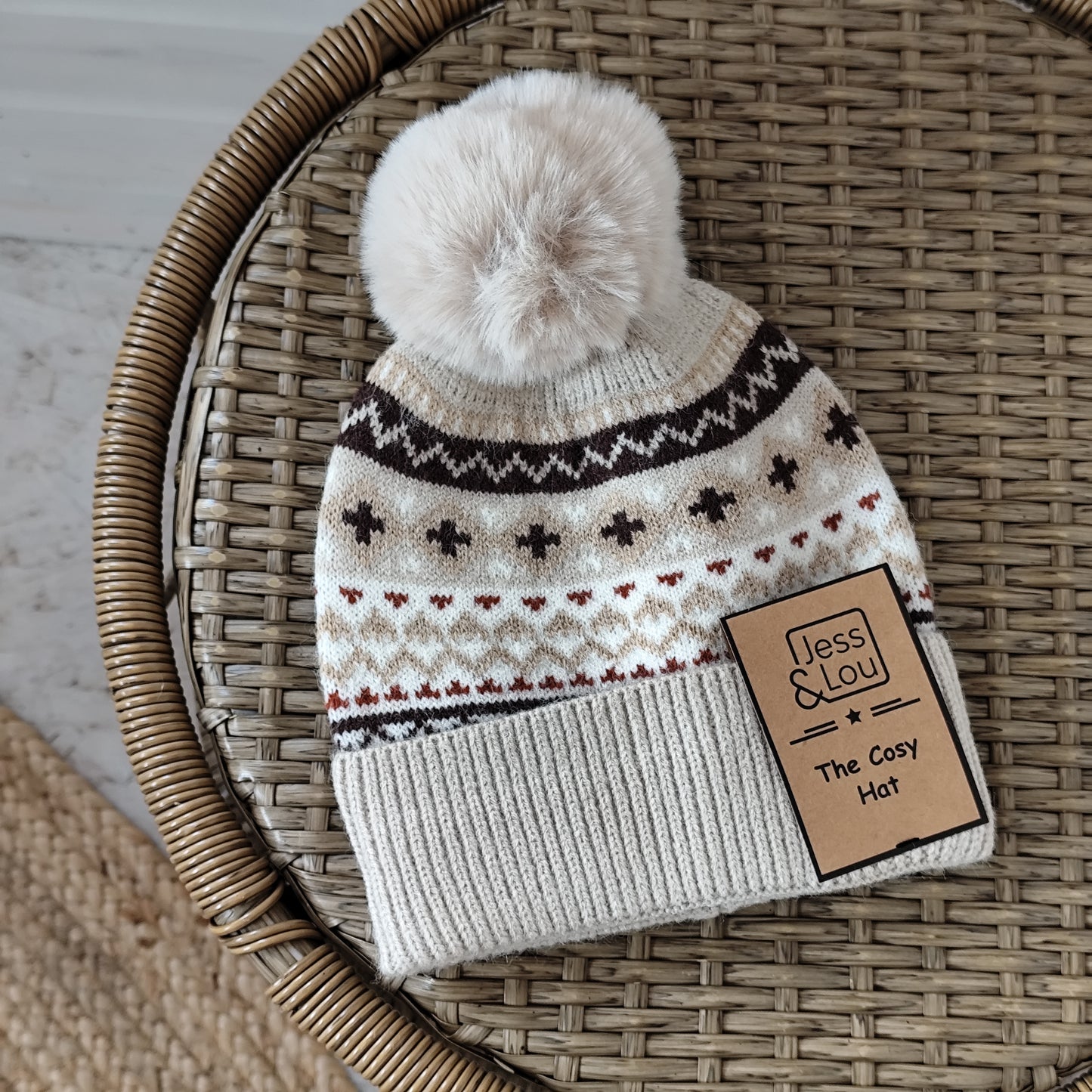 Jess & Lou - Cosy Pom Pom Beanie - Nordic Neutral