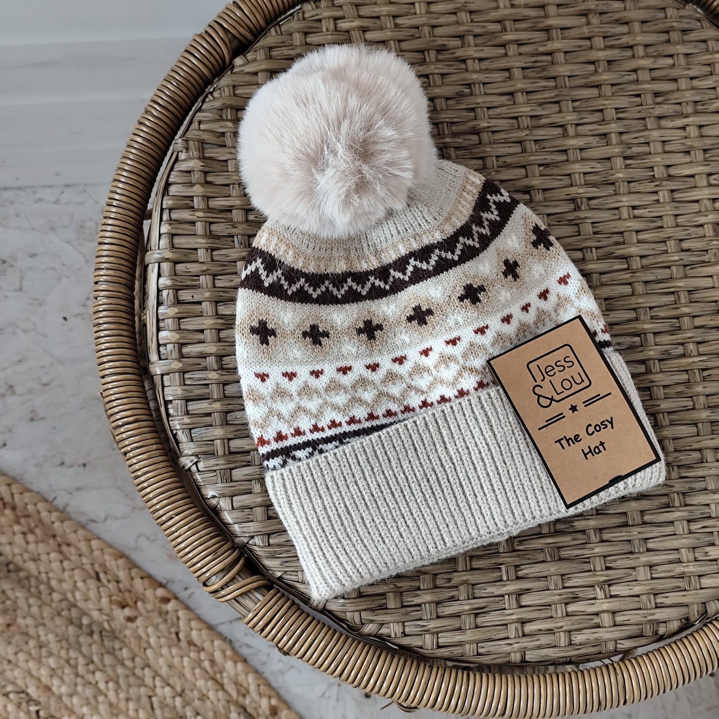 Jess & Lou - Cosy Pom Pom Beanie - Nordic Neutral