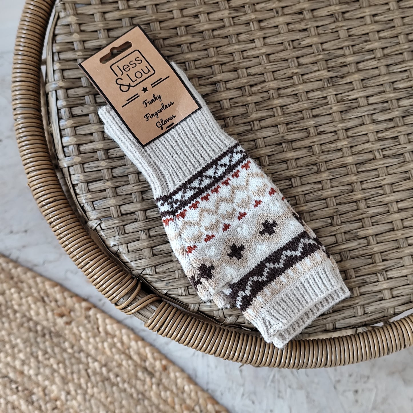Jess & Lou - Nordic Neutral Fingerless Gloves