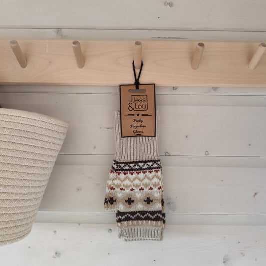 Jess & Lou - Nordic Neutral Fingerless Gloves