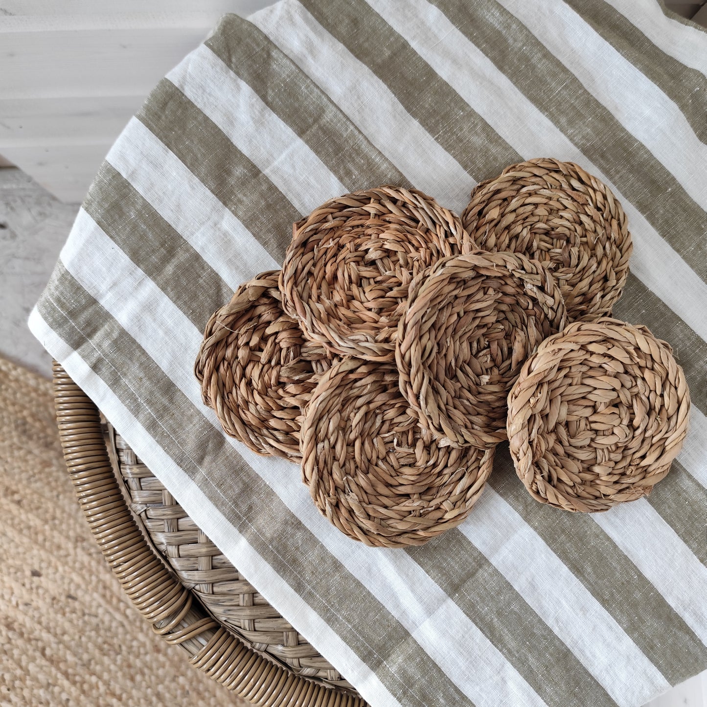 Set of 6 Natural Seagrass Coasters
