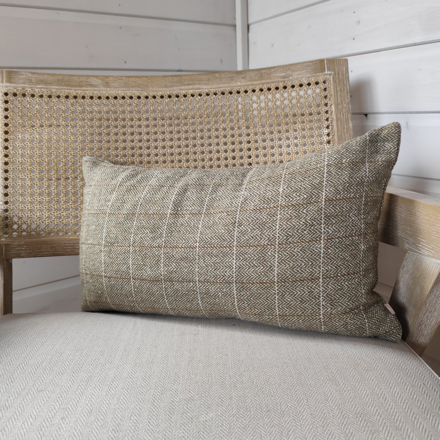 Olive Wool Blend Cushion Cover - 50 x 30 cm