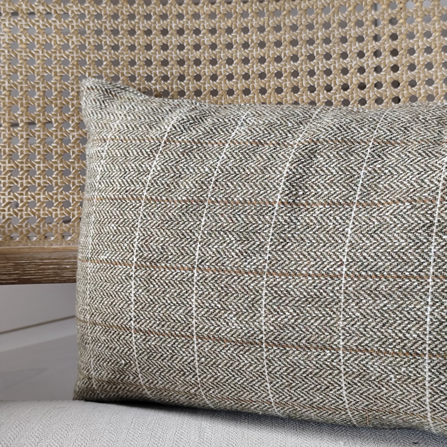 Olive Wool Blend Cushion Cover - 50 x 30 cm