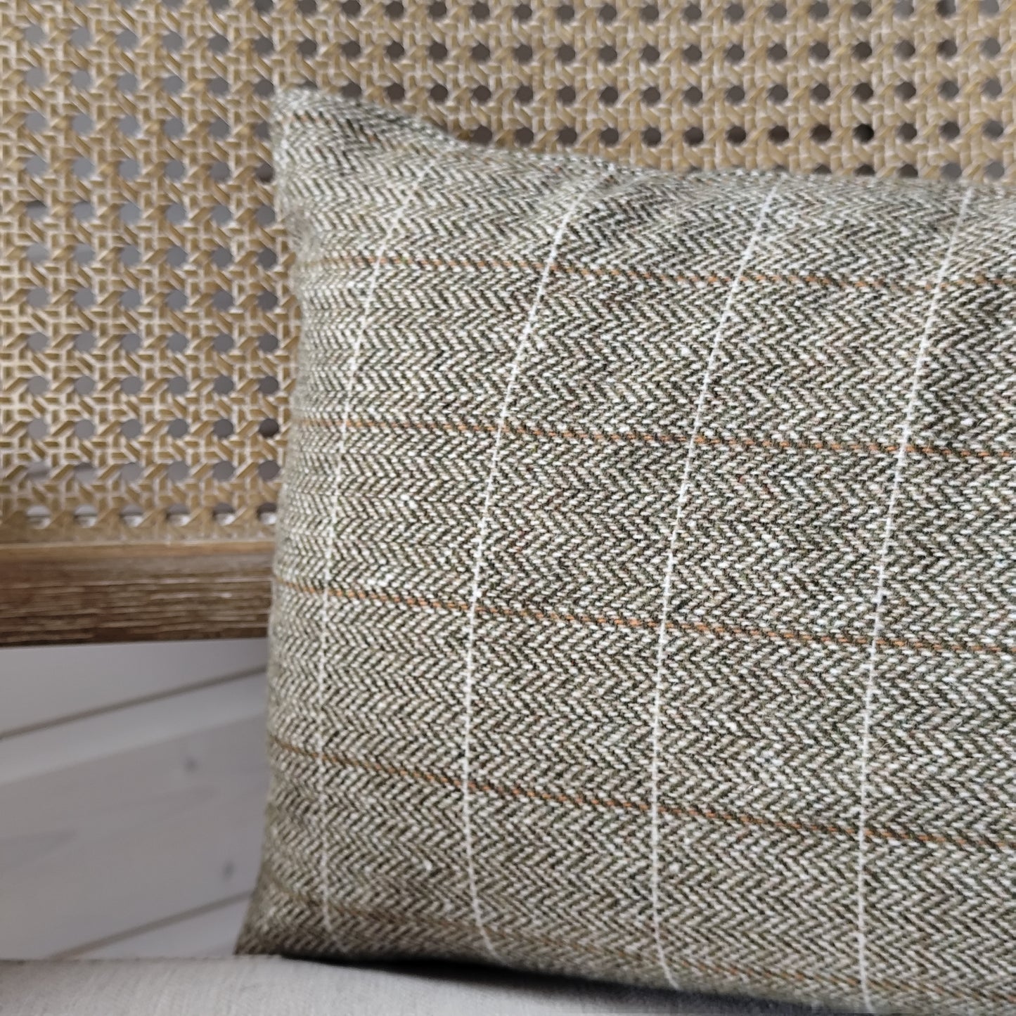 Olive Wool Blend Cushion Cover - 50 x 30 cm