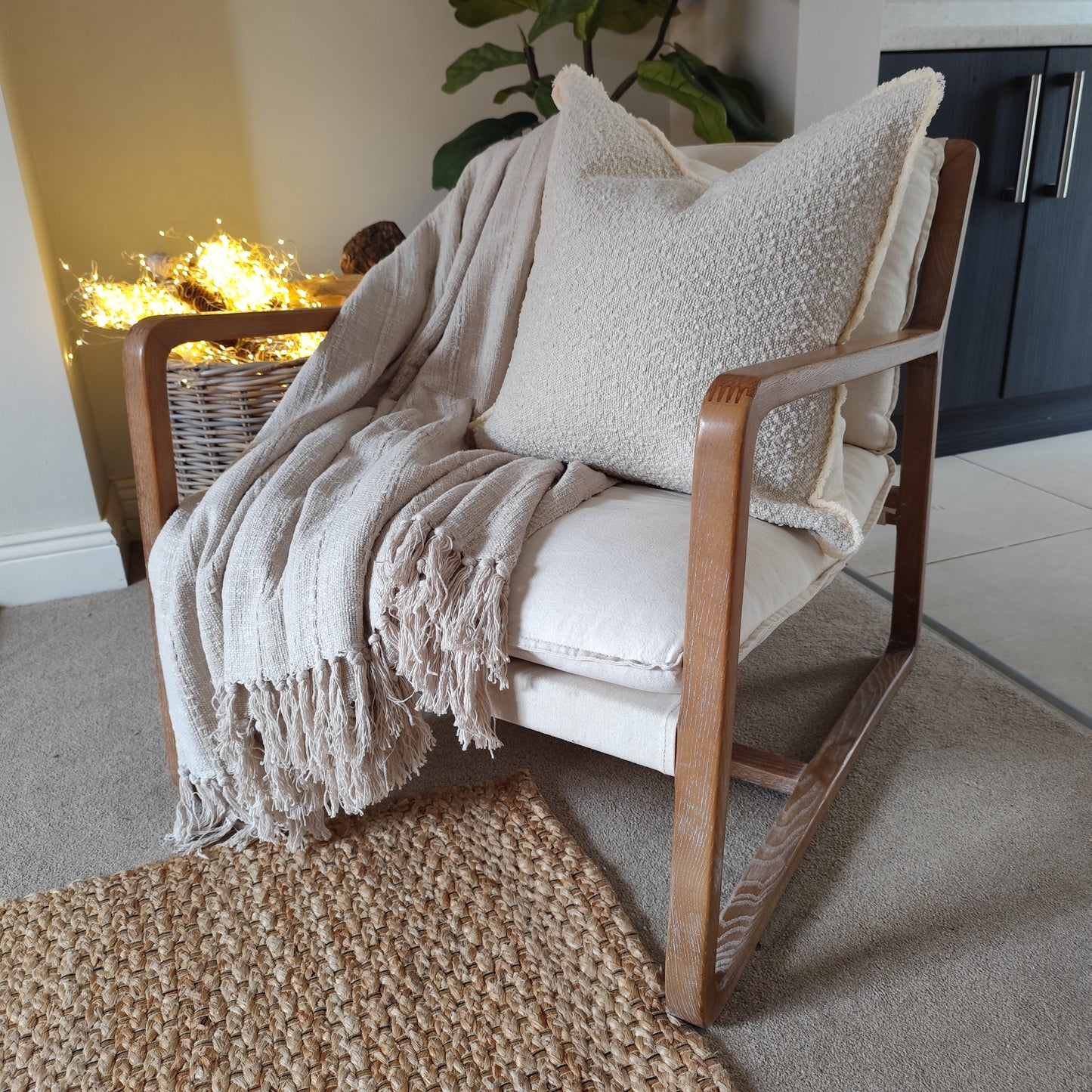 Sofia Cream Bouclé Cushion Cover - 53 x 53 CM