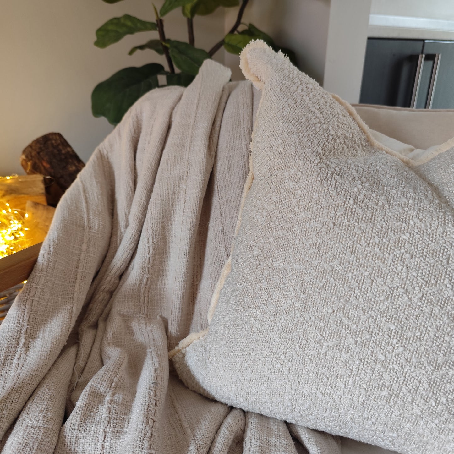 Sofia Cream Bouclé Cushion Cover - 53 x 53 CM