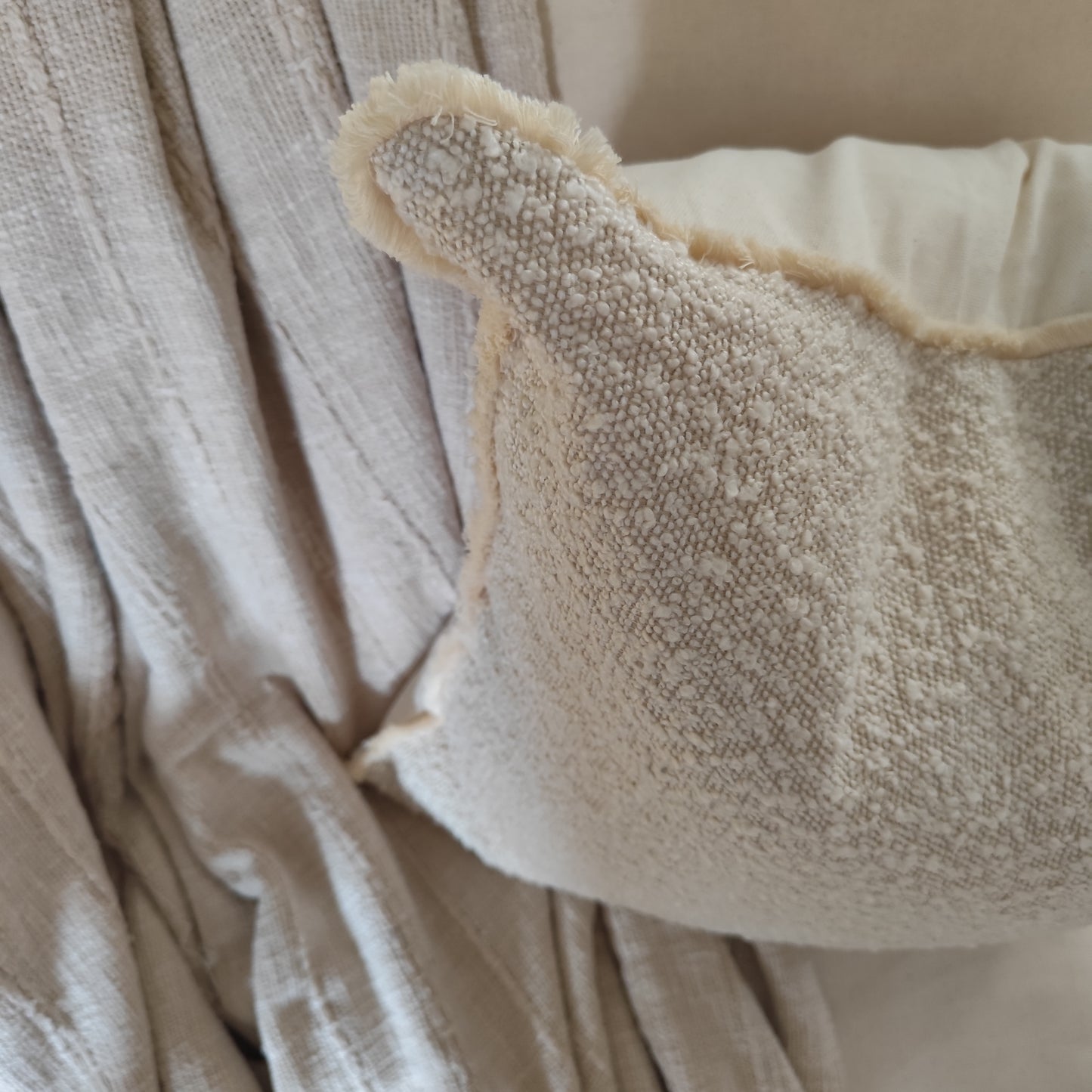 Sofia Cream Bouclé Cushion Cover - 53 x 53 CM