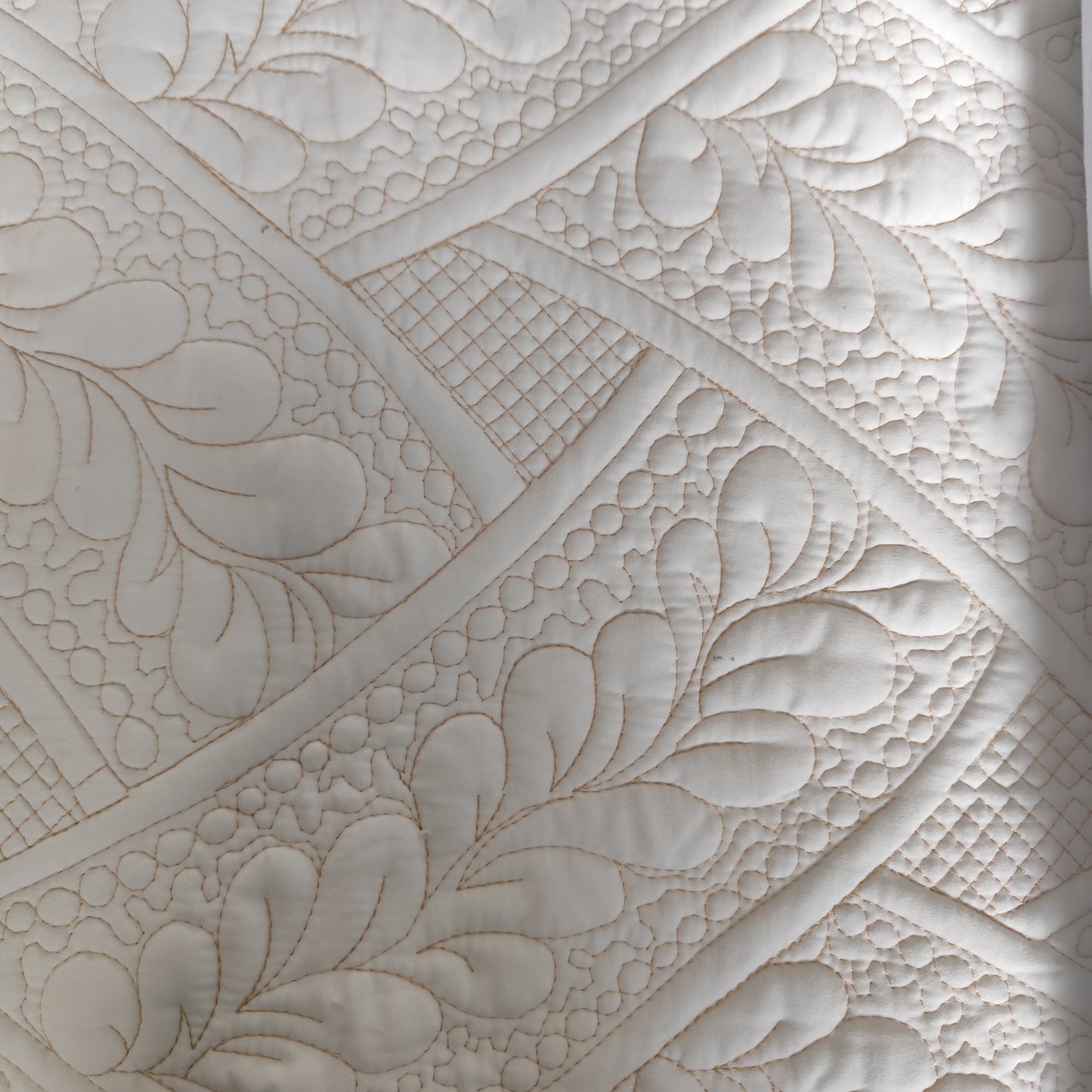 Quilted Throw – Soft Cream - Gold Thread