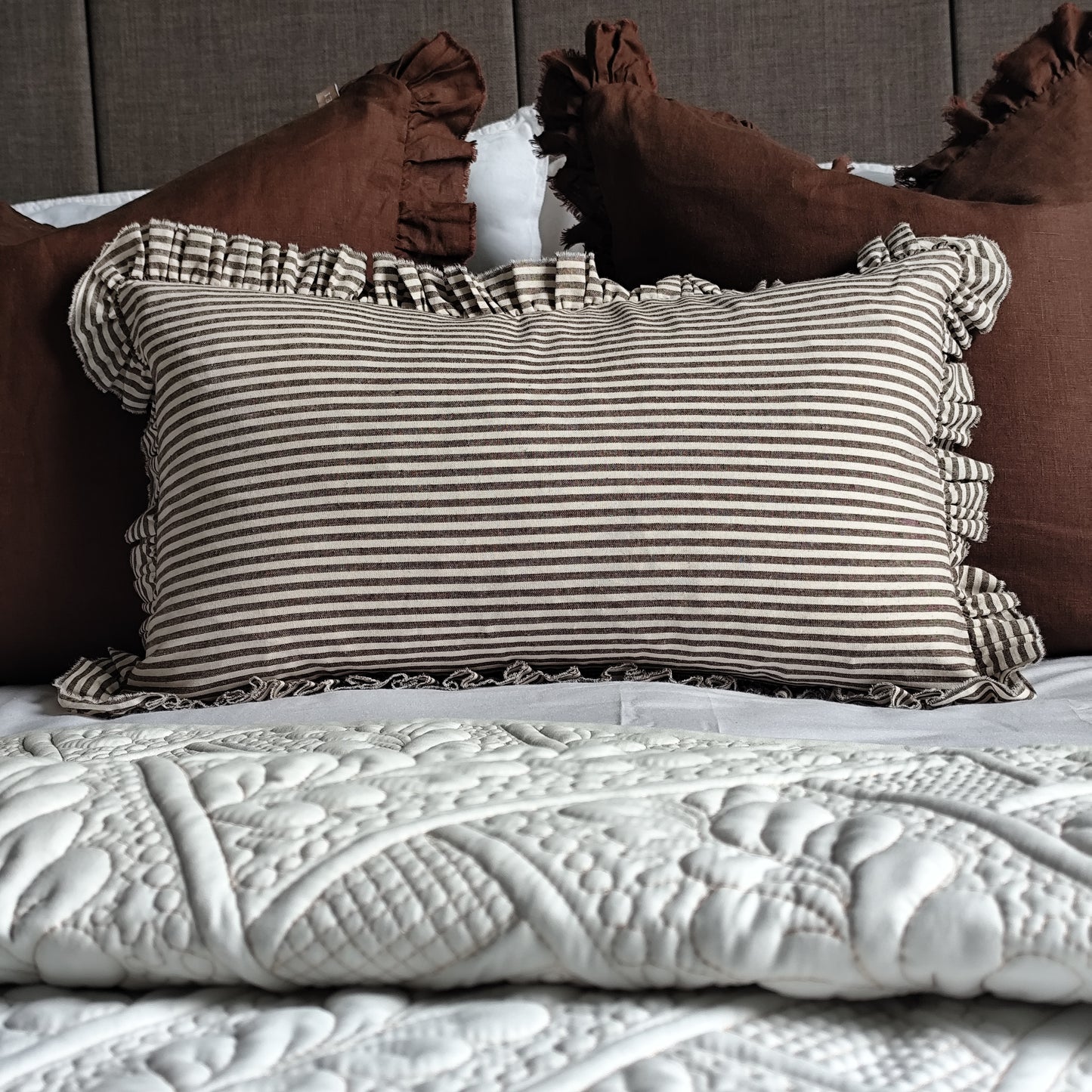 Quilted Throw – Soft Cream - Gold Thread