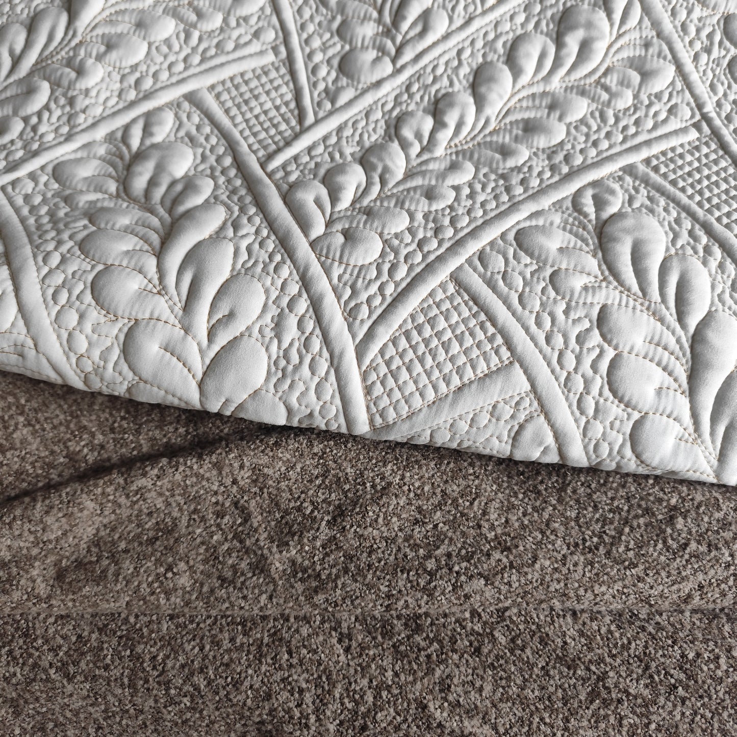 Quilted Throw – Soft Cream - Gold Thread