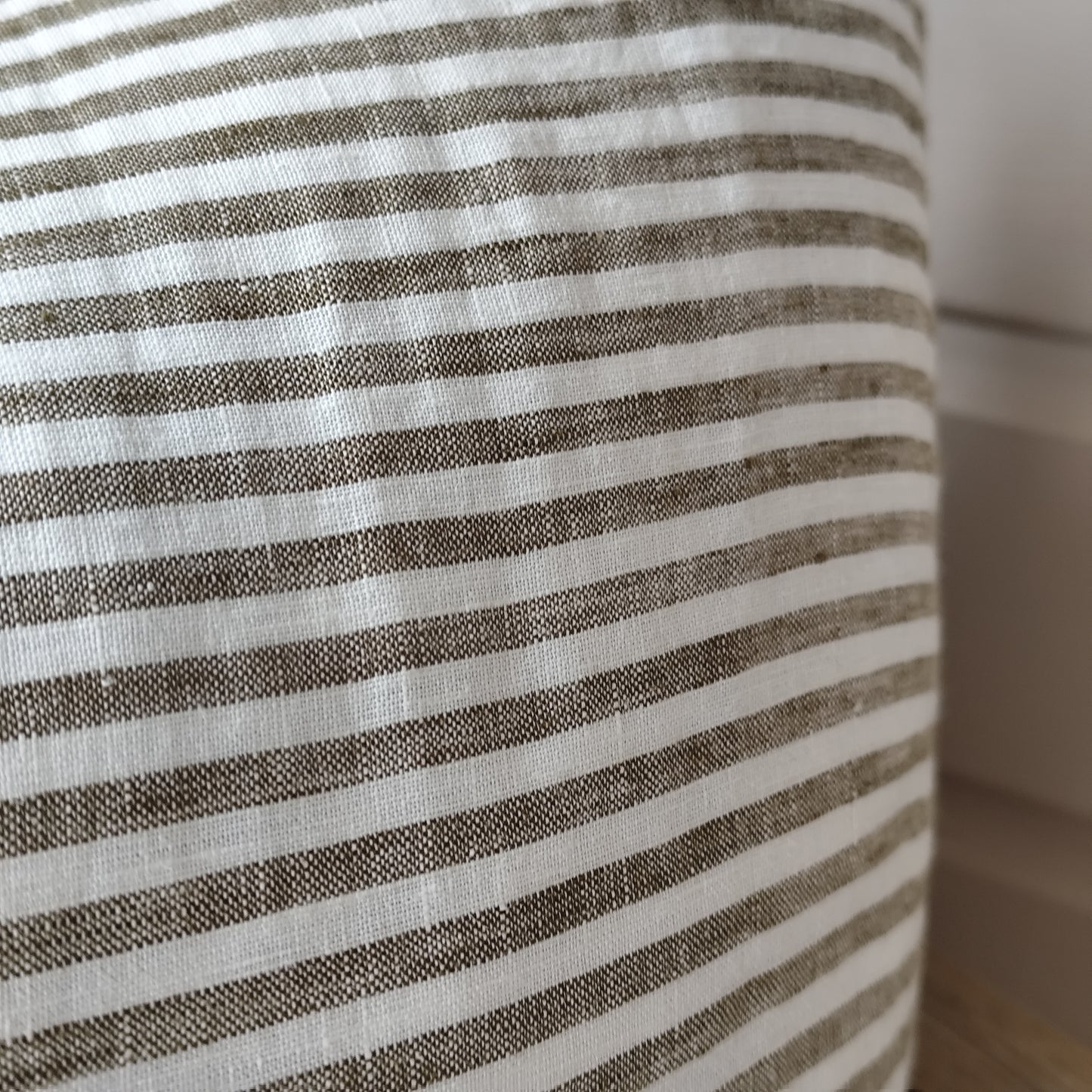 Esmee Linen Cushion Cover – Frayed Edge Olive Stripe
