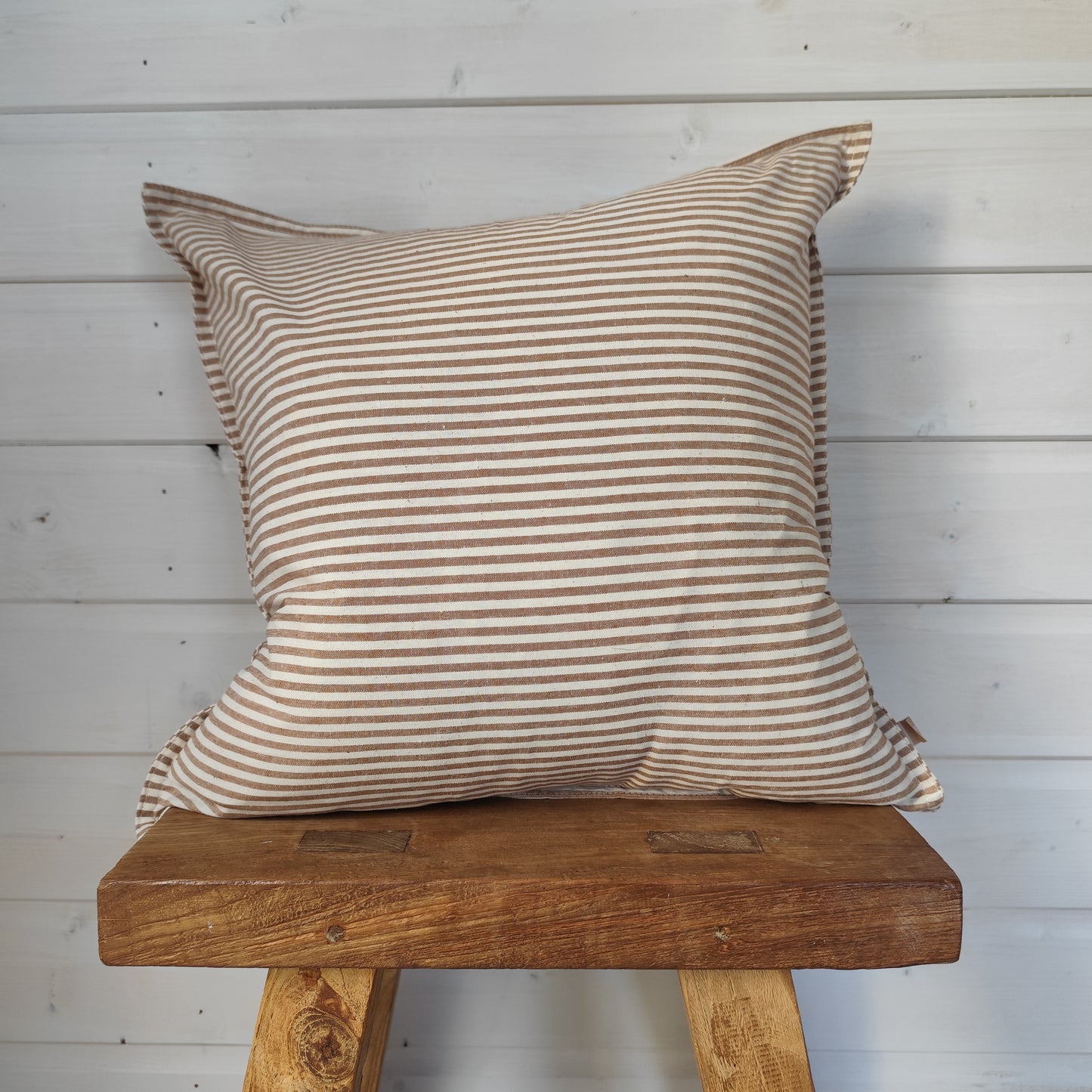 Darcy Cotton Cushion Cover – Thin Brown Stripe