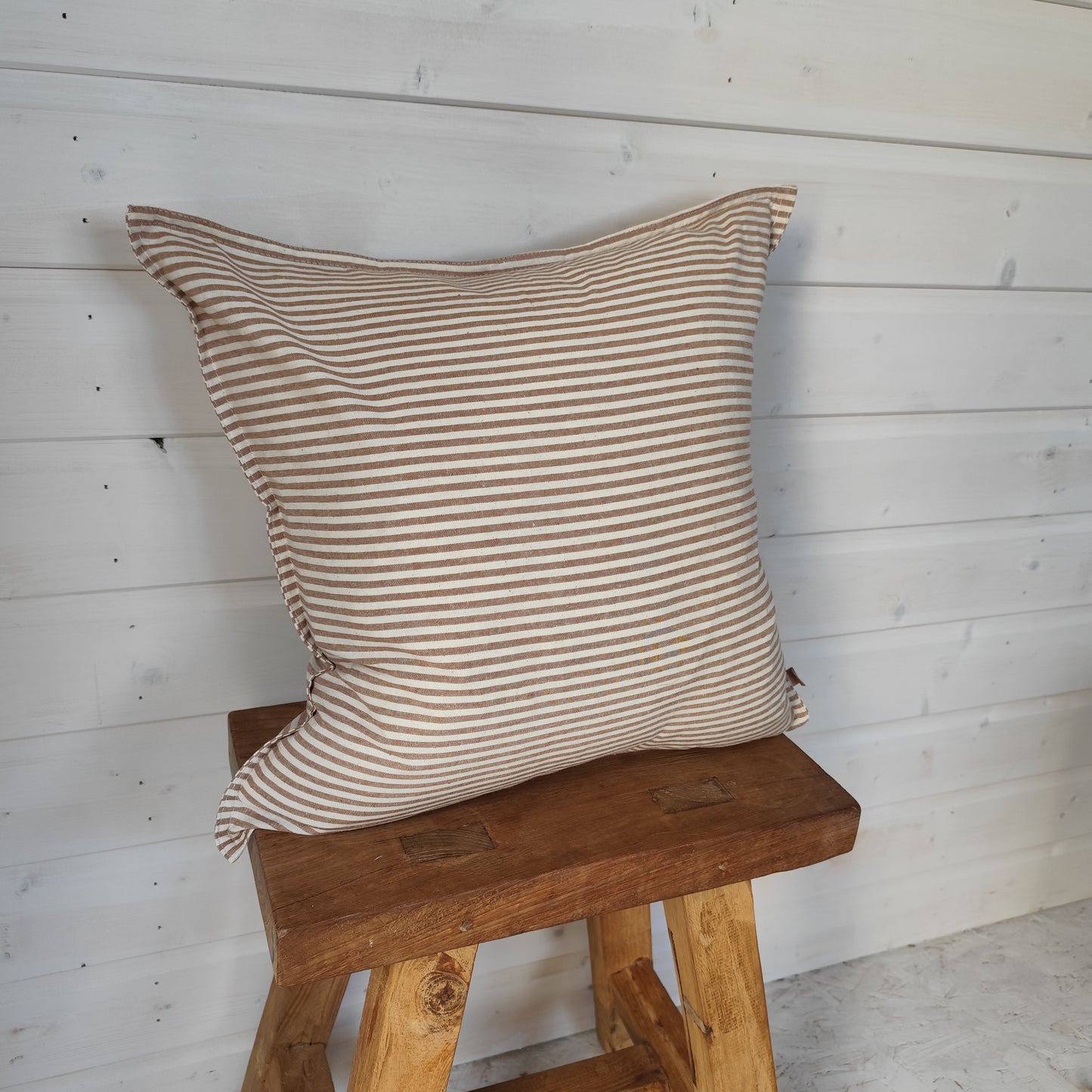 Darcy Cotton Cushion Cover – Thin Brown Stripe