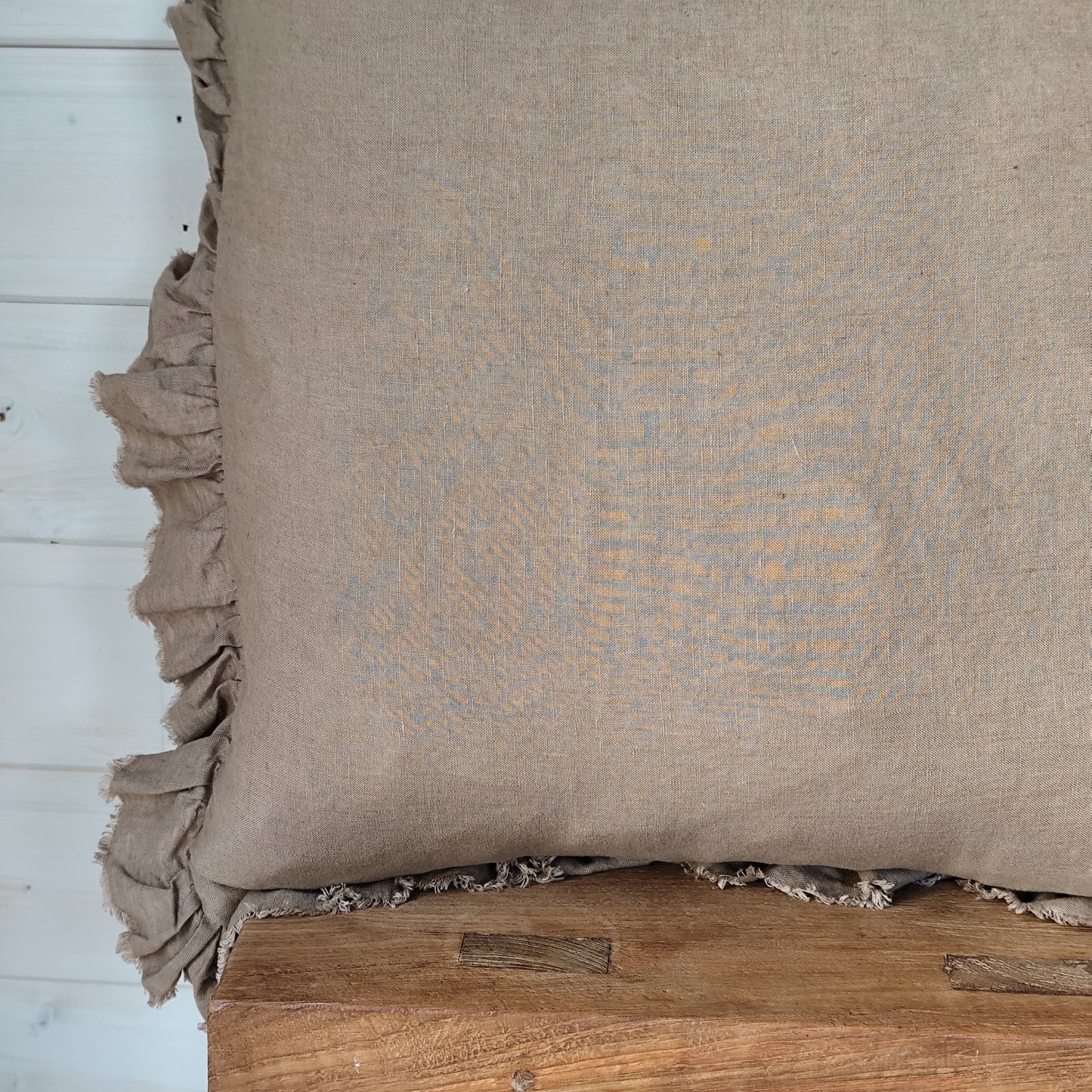 Hallie Ruffled Linen Cushion Cover – Coffee Brown