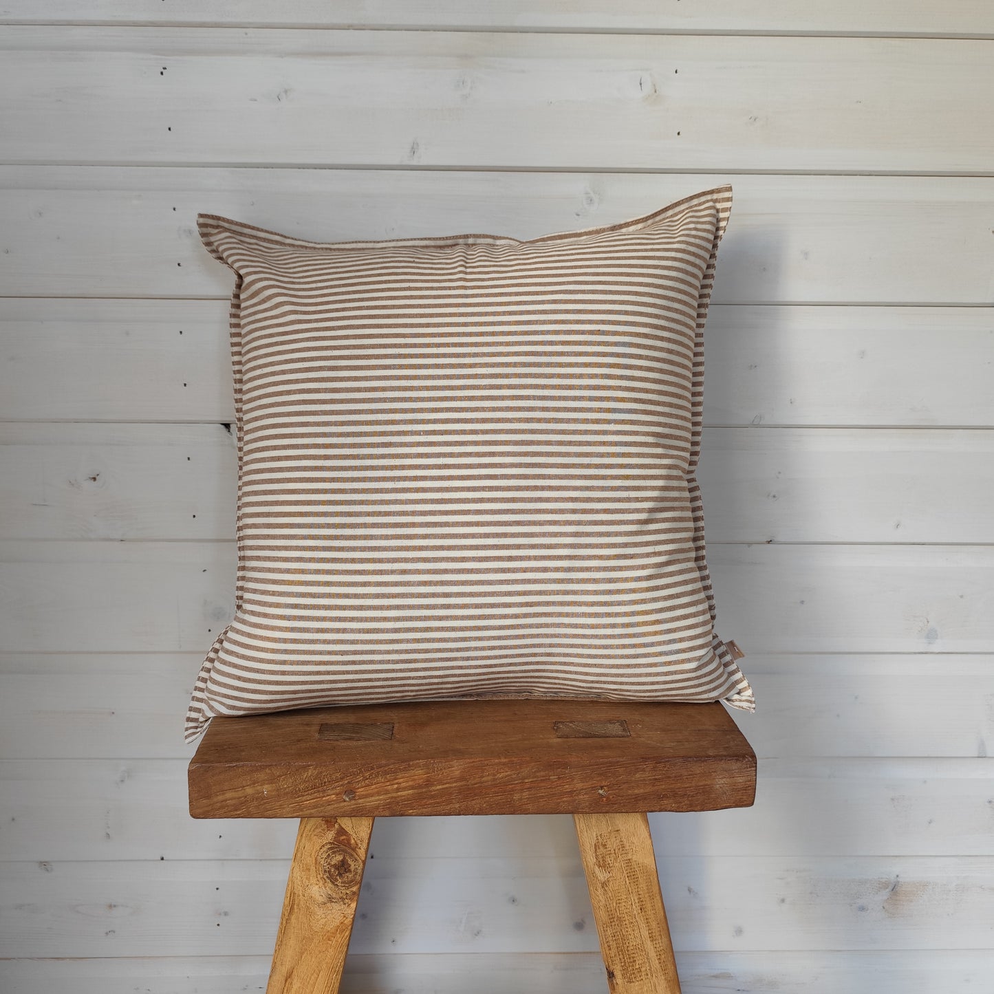 Darcy Cotton Cushion Cover – Thin Brown Stripe