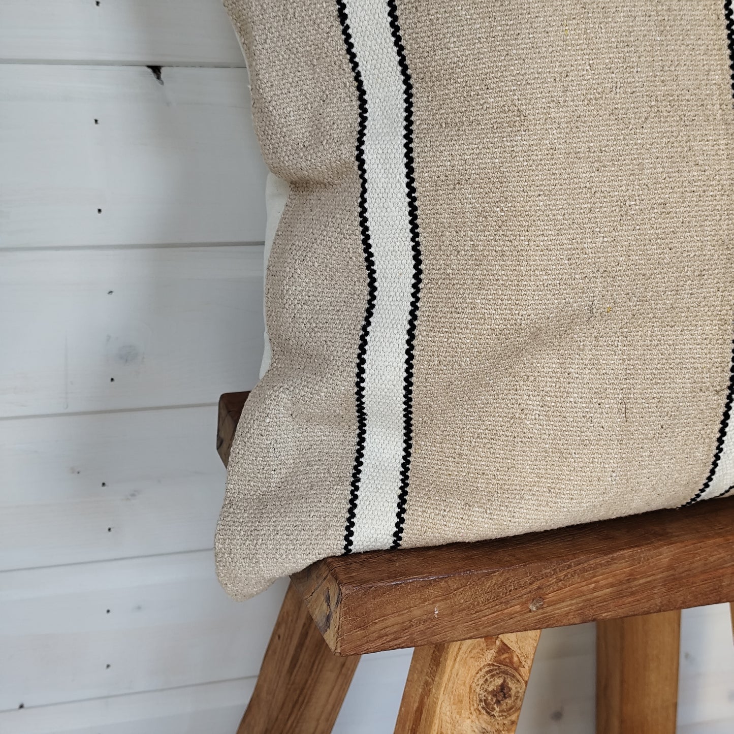 India Luxe Cotton Cushion Cover – Beige, Cream & Black