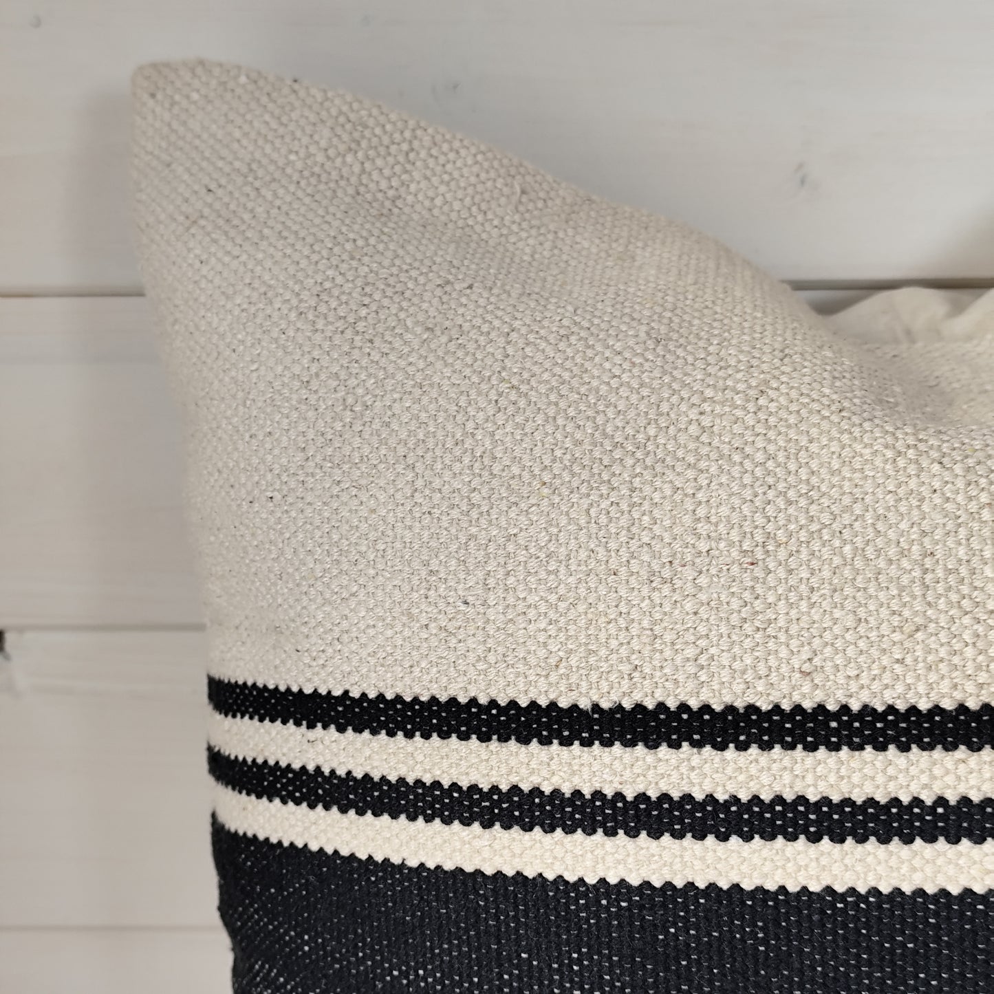 India Luxe Cotton Cushion Cover 45×45 cm – Black & Cream