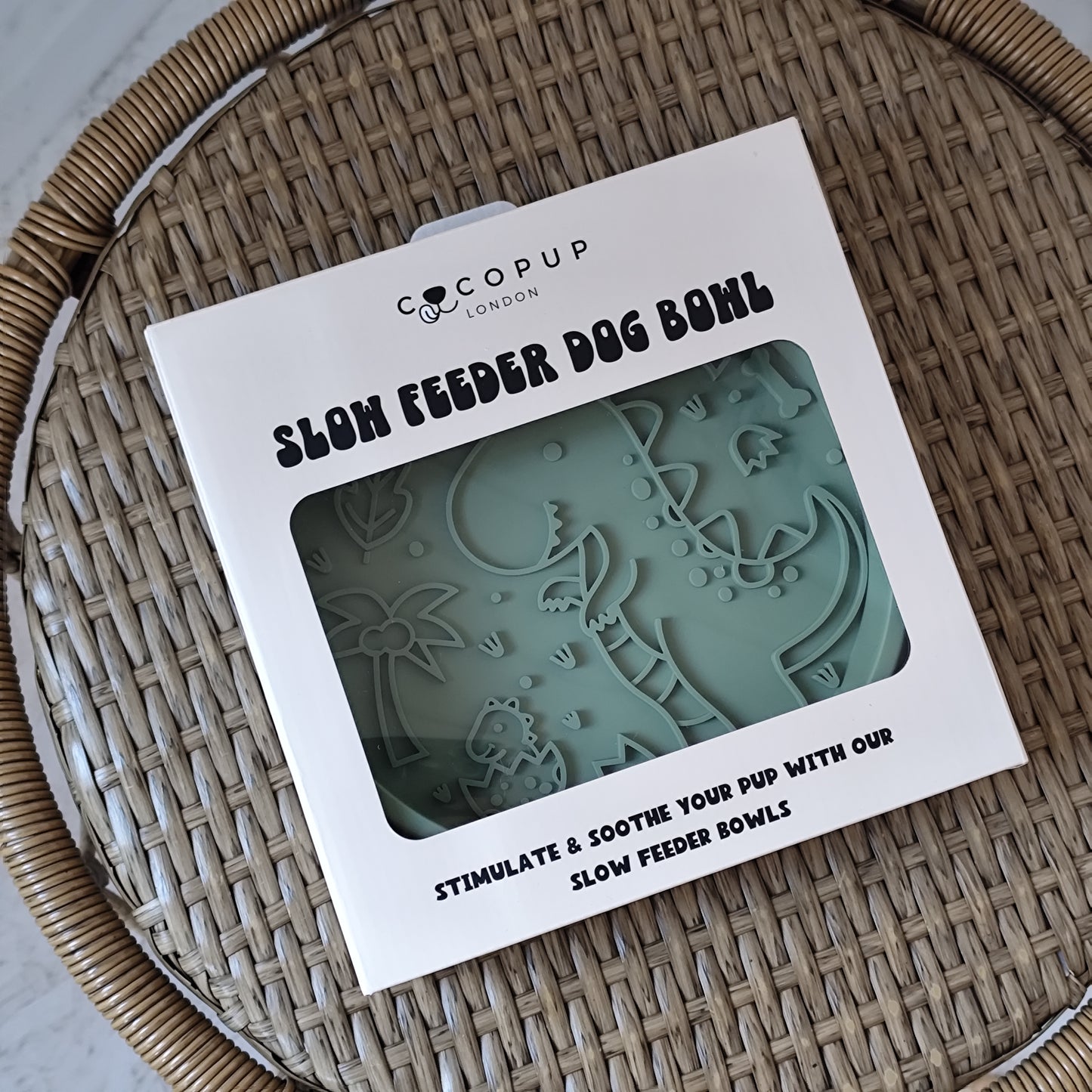 Silicone Slow Feed Dog Bowl - Dinopaws & Flowers