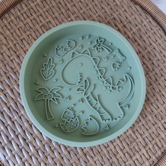 Silicone Slow Feed Dog Bowl - Dinopaws & Flowers