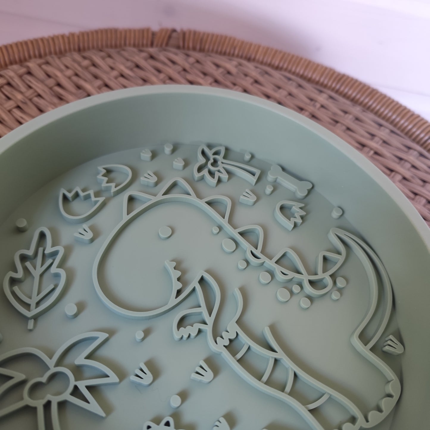Silicone Slow Feed Dog Bowl - Dinopaws & Flowers